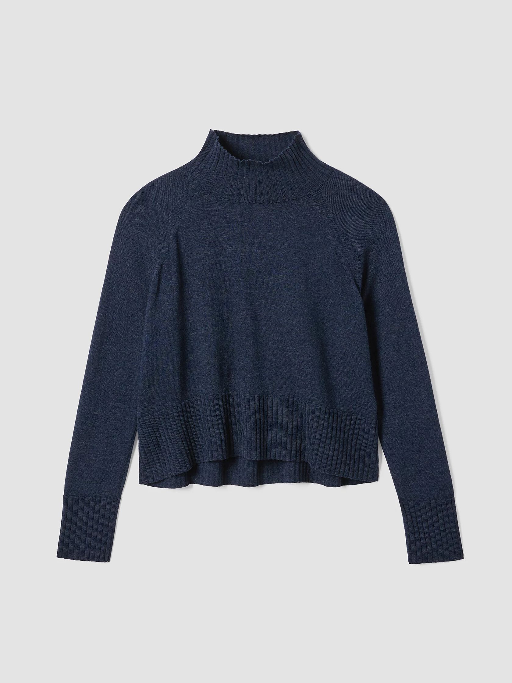 Merino Jersey Turtleneck Top in Regenerative Wool