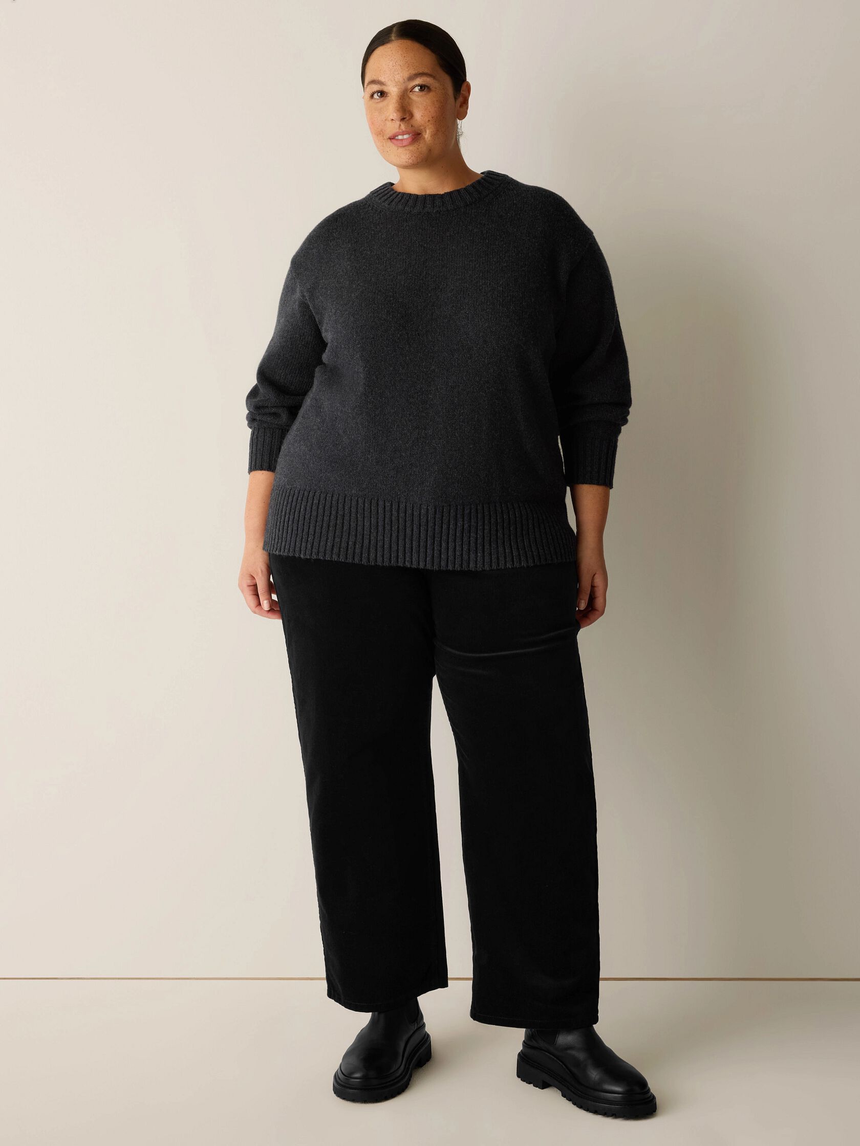 Cotton & Recycled Cashmere Crew Neck Long Top