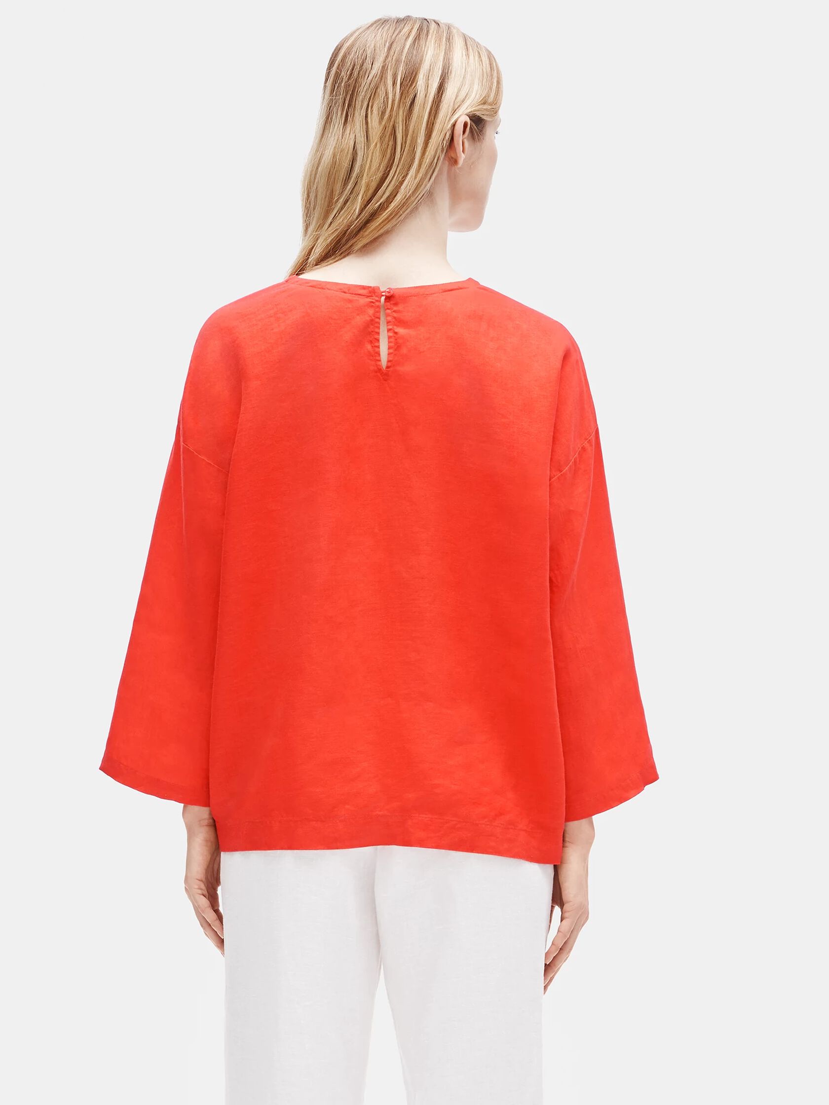 Organic Handkerchief Linen Round Neck Box-Top