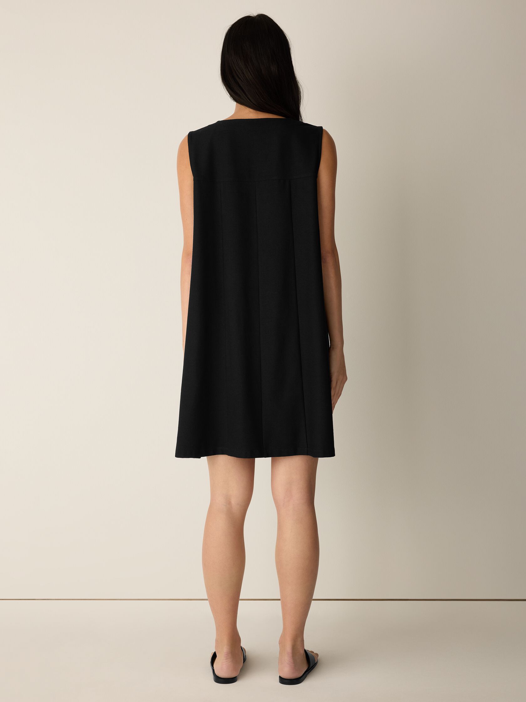 Resewn Washable Stretch Crepe V-Neck Dress