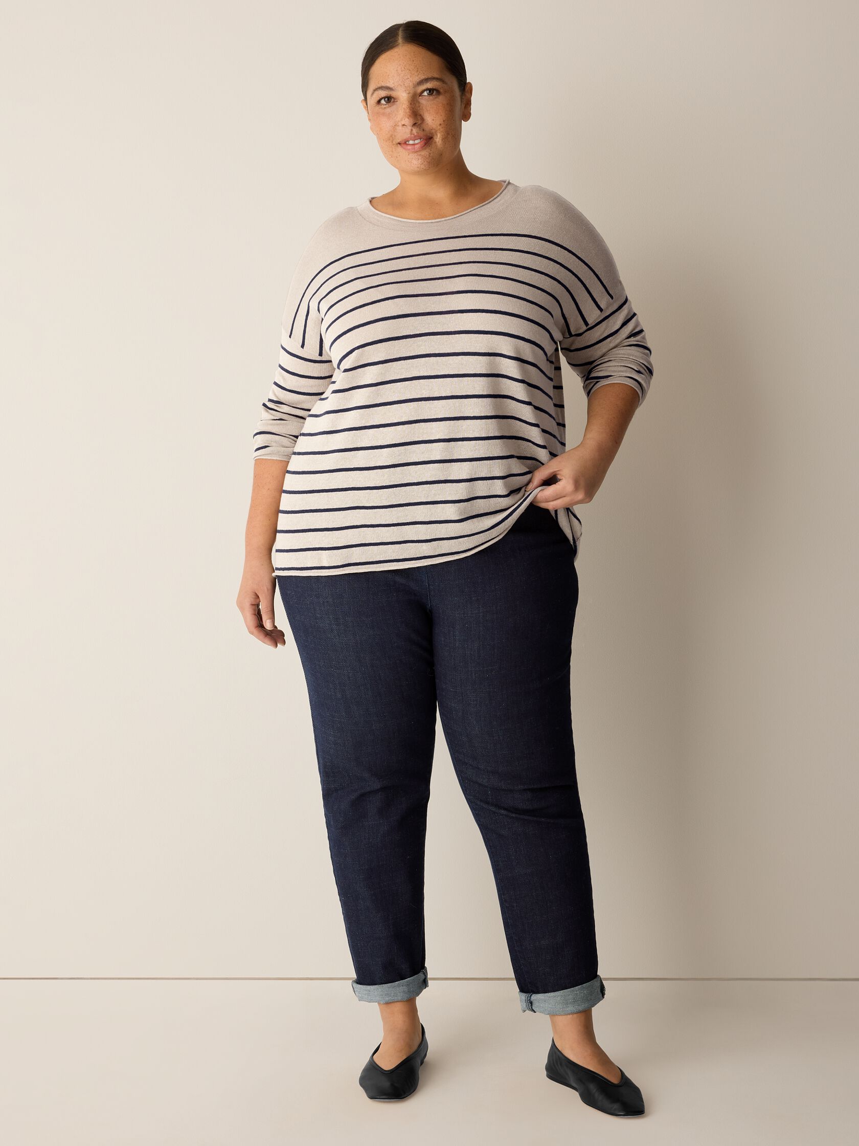 Organic Linen Cotton Jewel Neck Top