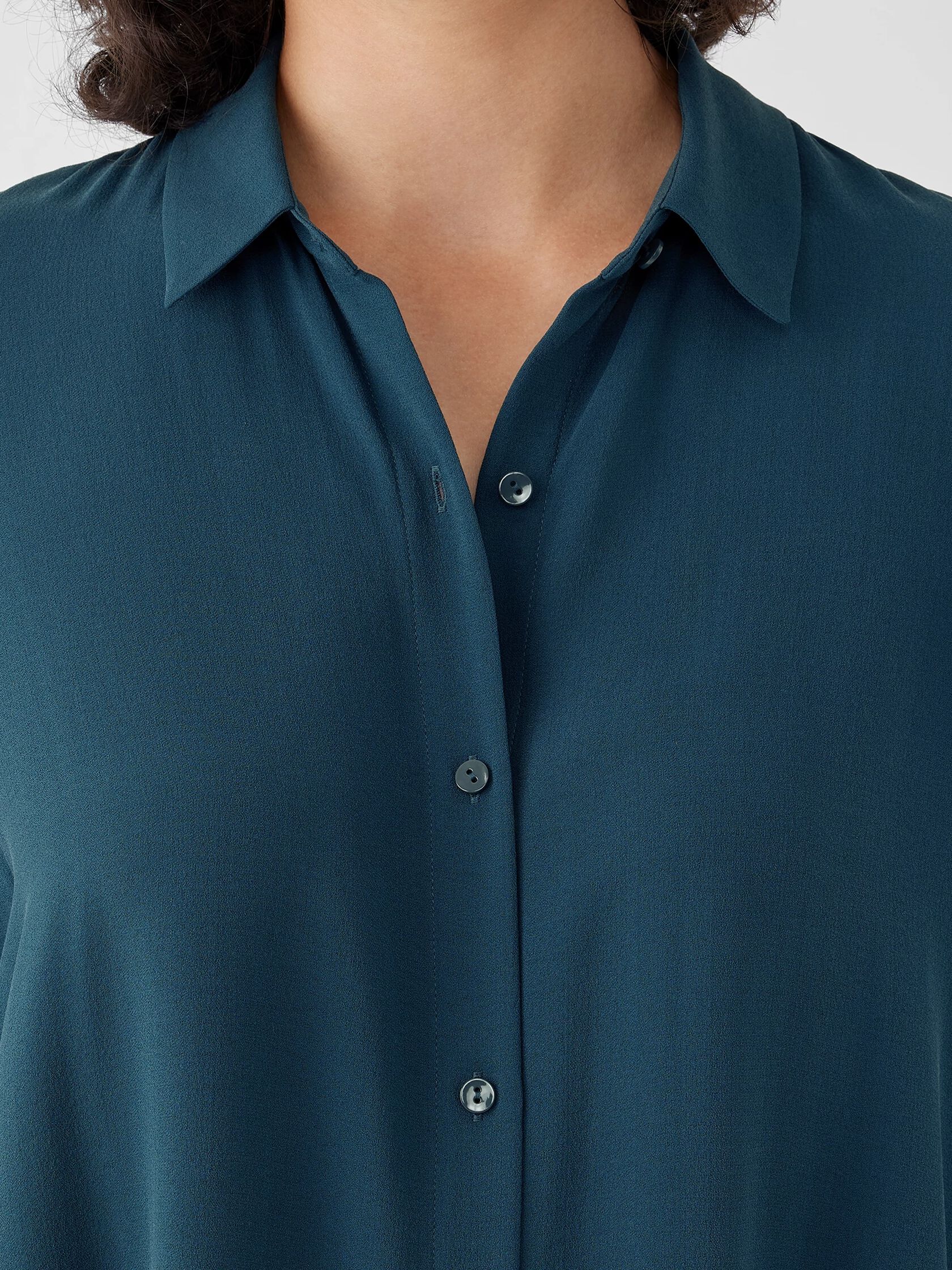 Silk Georgette Crepe Classic Collar Shirt