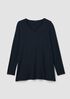 Fine Stretch Jersey Knit V-Neck Long Top