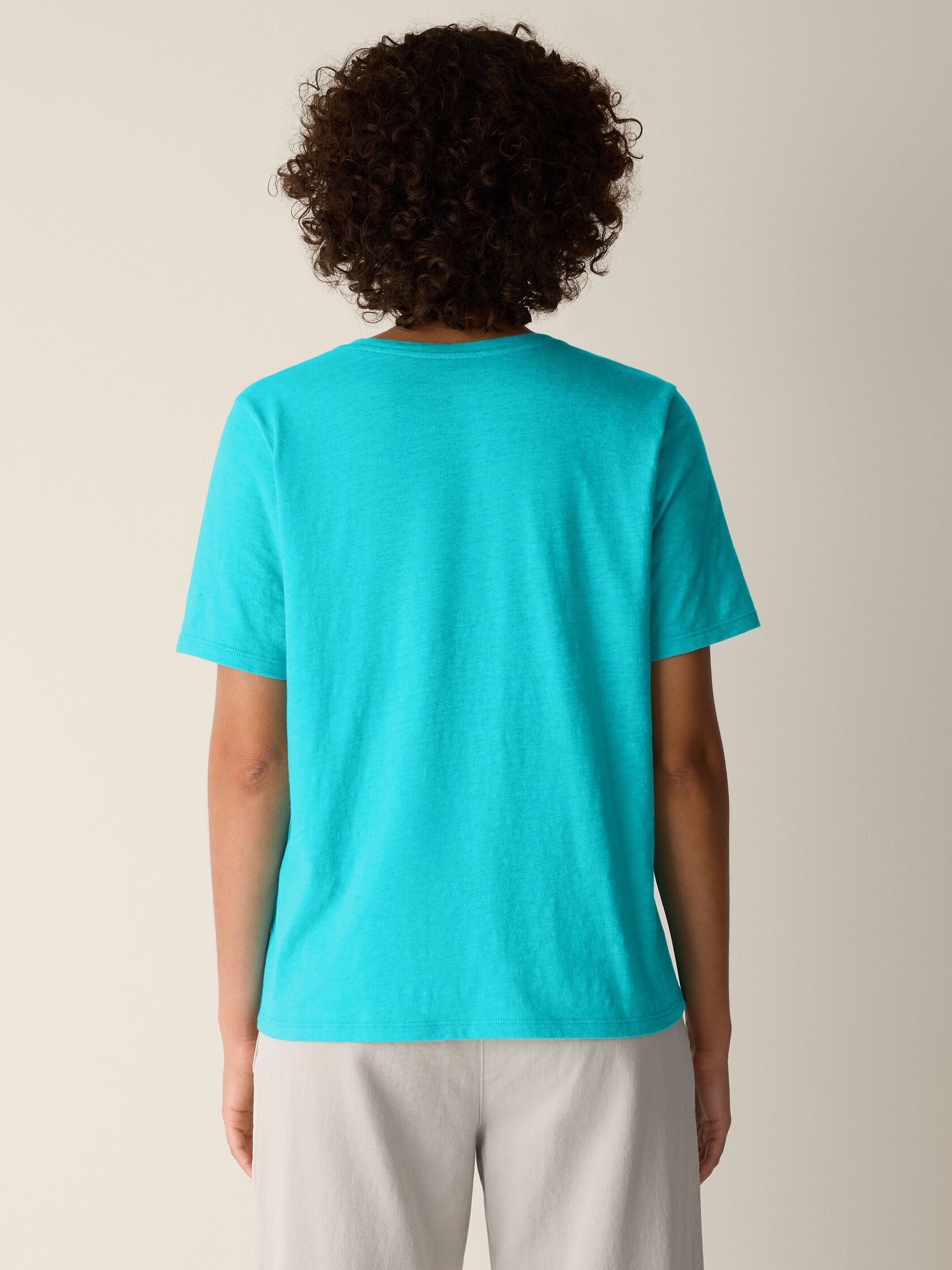 Organic Cotton Slubby Jersey V-Neck Tee