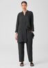 Puckered Organic Linen Mandarin Collar Long Shirt