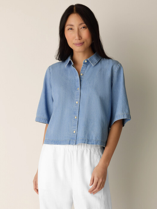 cotton dress shirt womens Women's 100% Cotton Knit Button Down Shirt