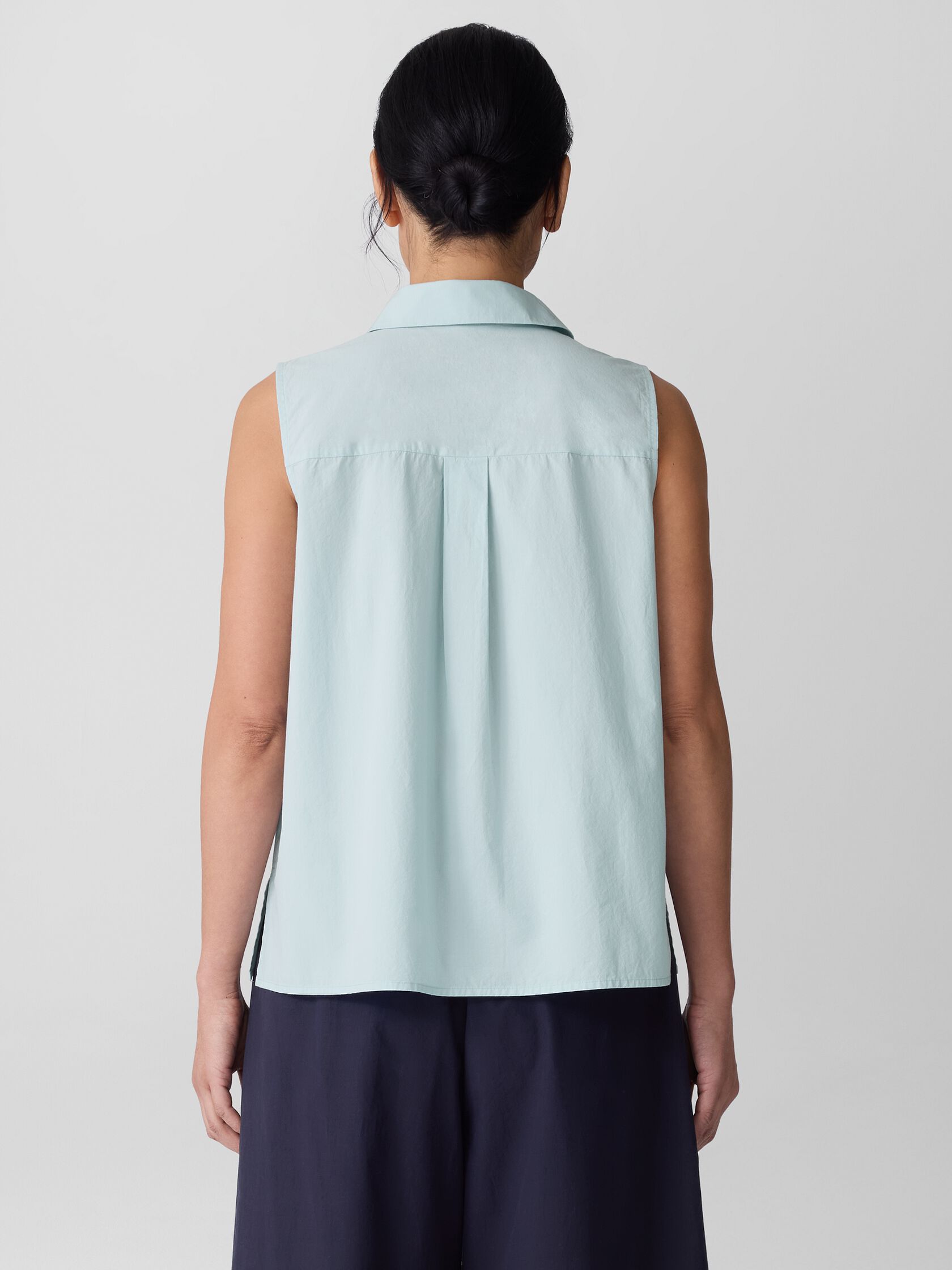 Washed Organic Cotton Poplin Sleeveless Shirt