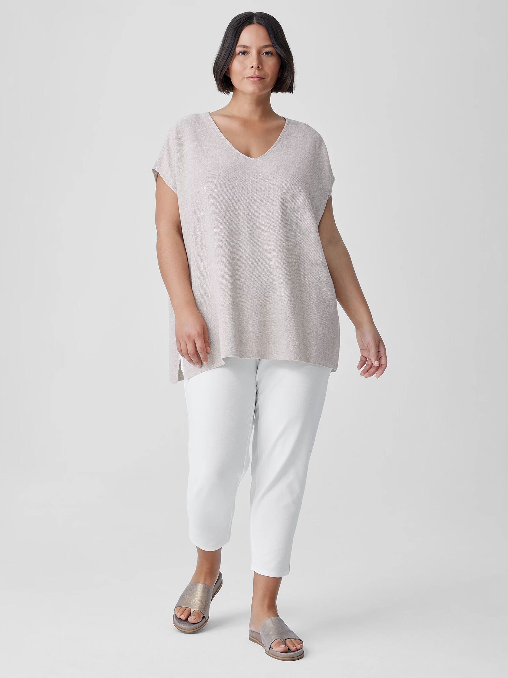 Organic Linen Cotton V-Neck Top