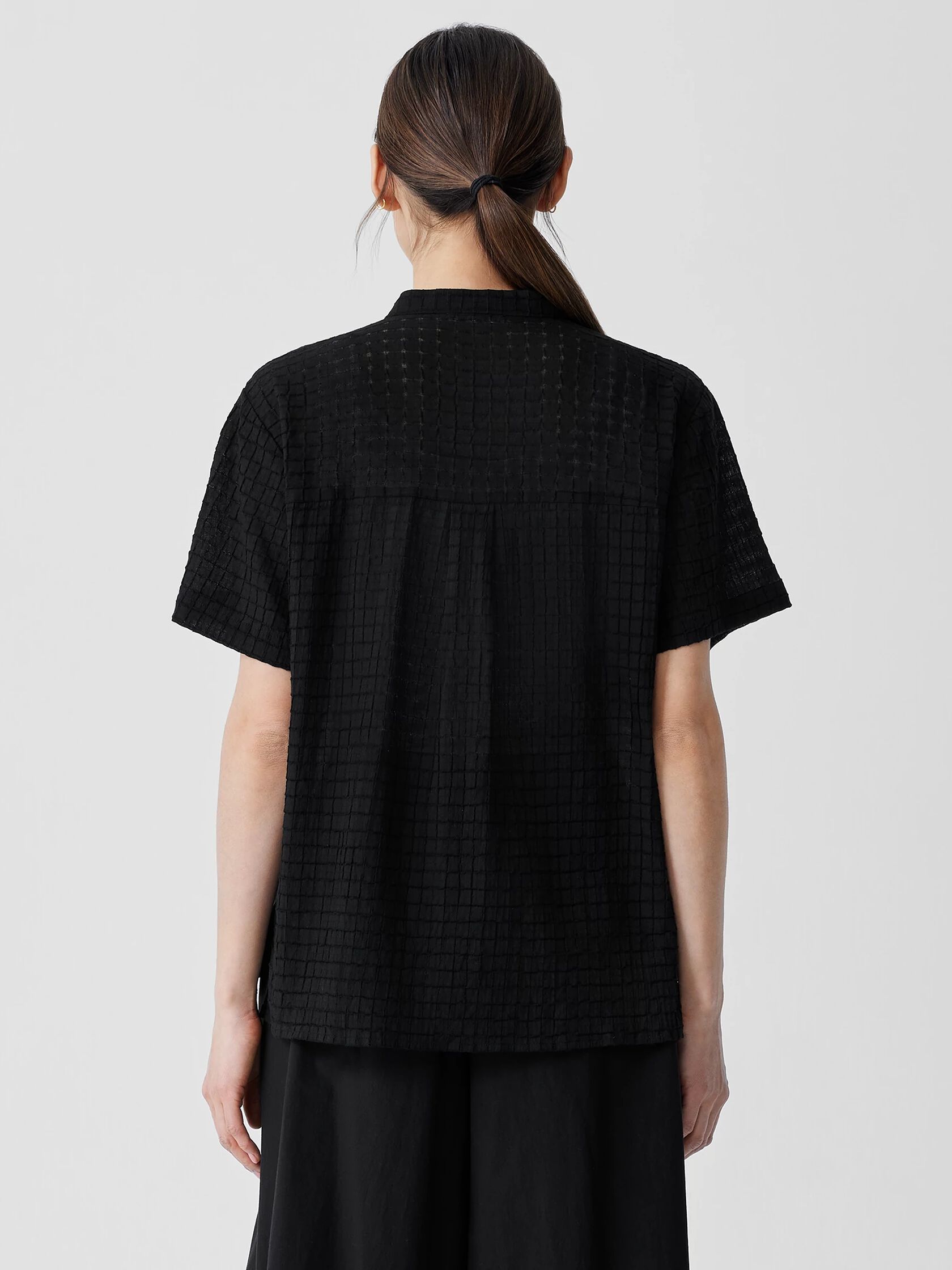 Organic Cotton Voile Box Band Collar Shirt