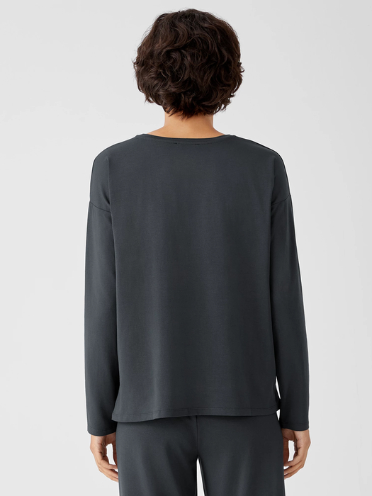 Stretch Jersey Knit Side-Zip Box-Top