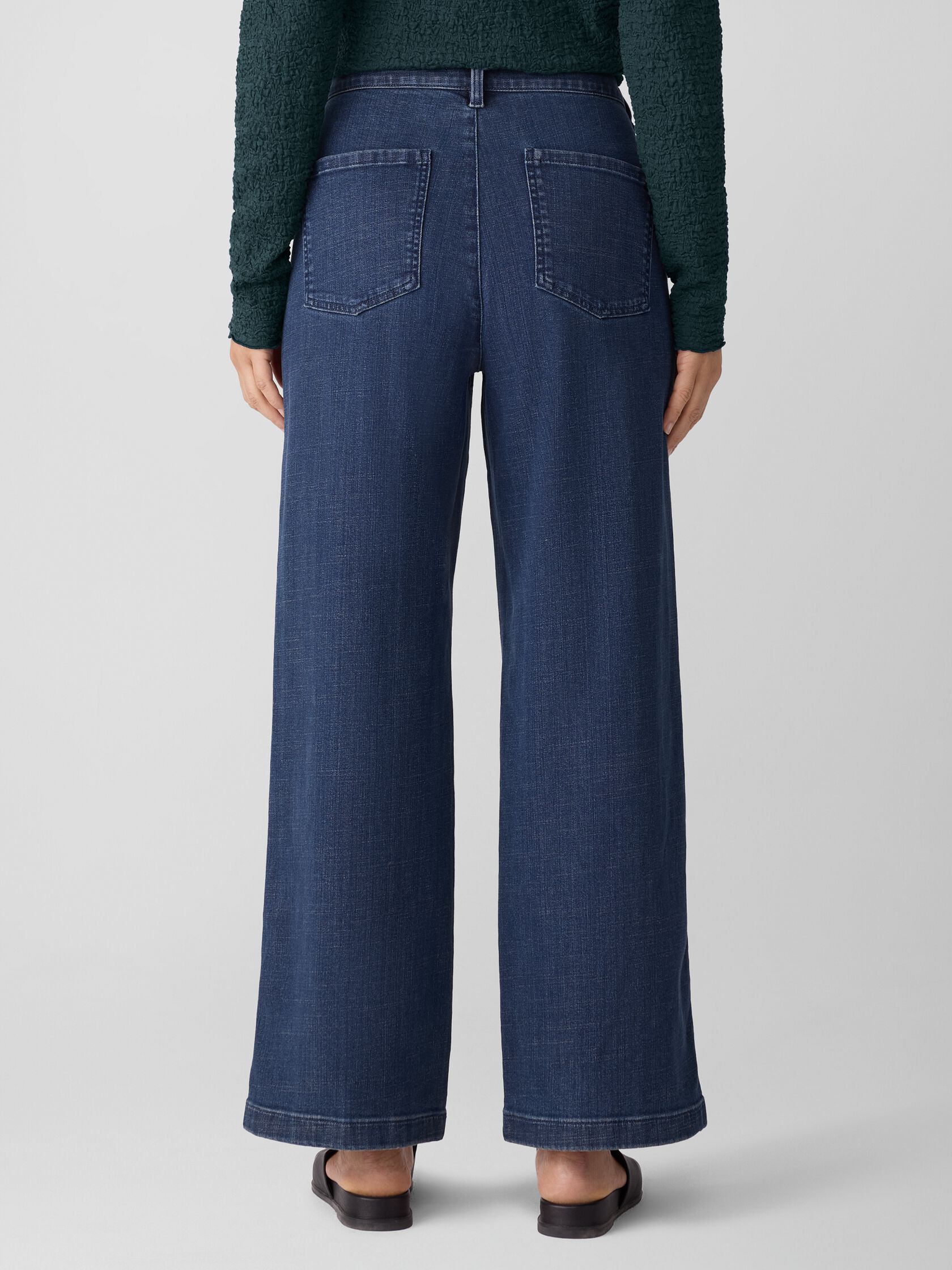 Cotton Stretch Denim Wide-Leg Jean
