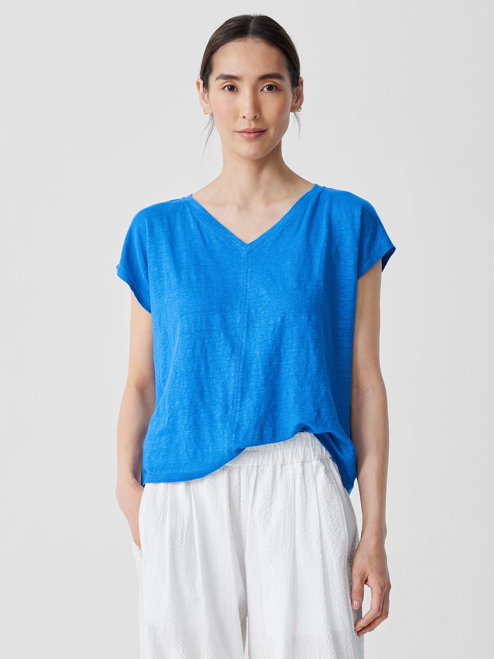 Organic Linen Jersey V-Neck Tee
