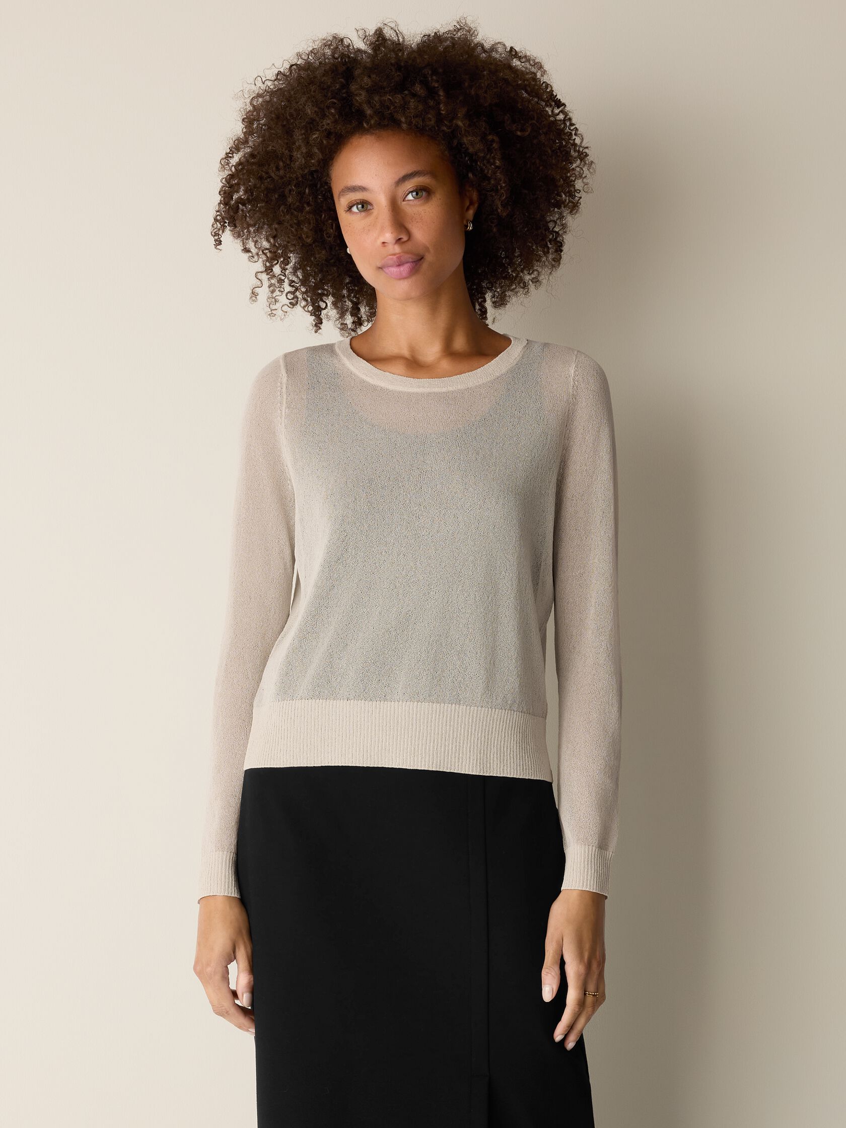 Gossamer Viscose Wedge Crew Neck Top