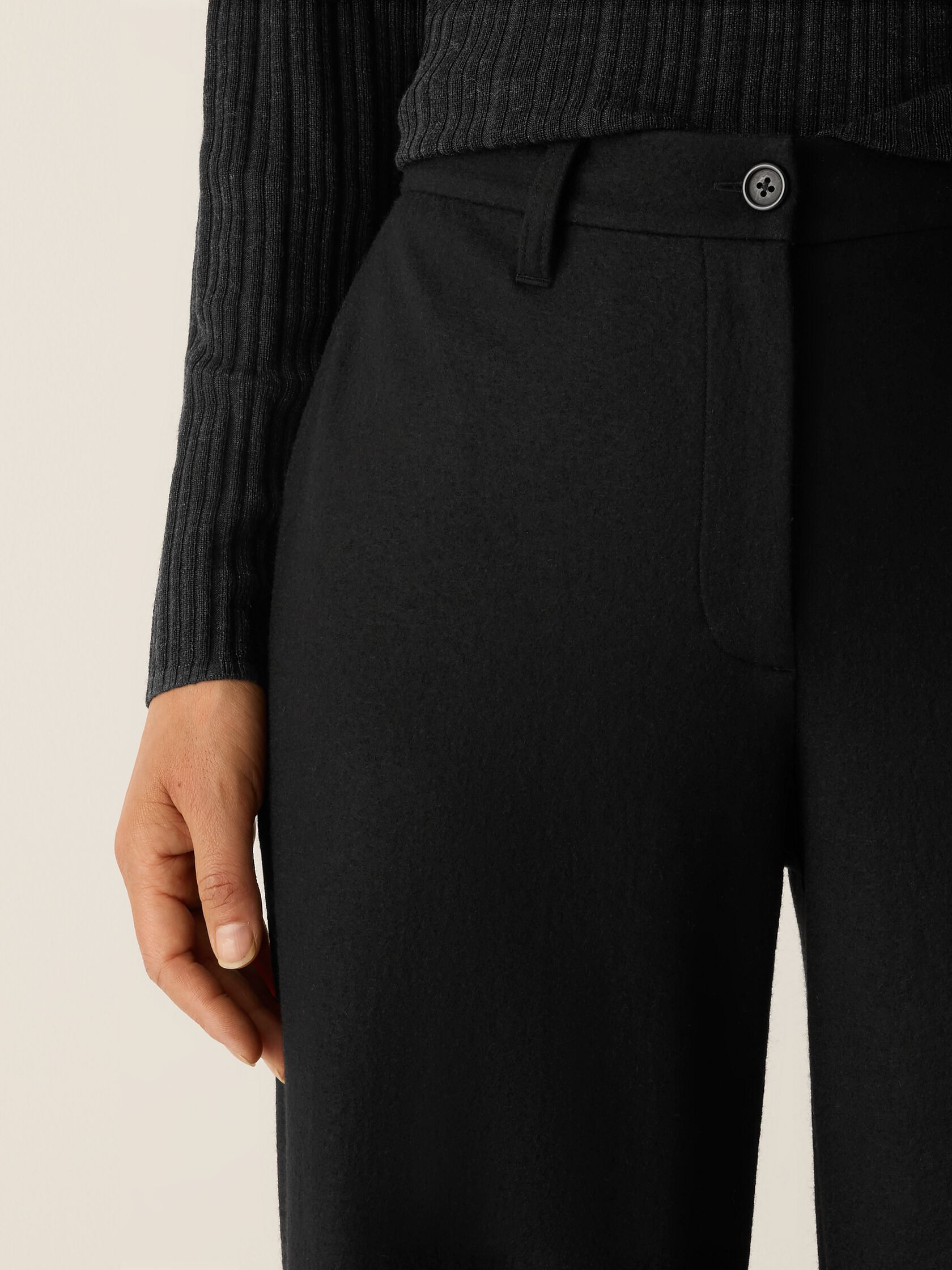 Felted Wool Jersey Wide-Leg Trouser