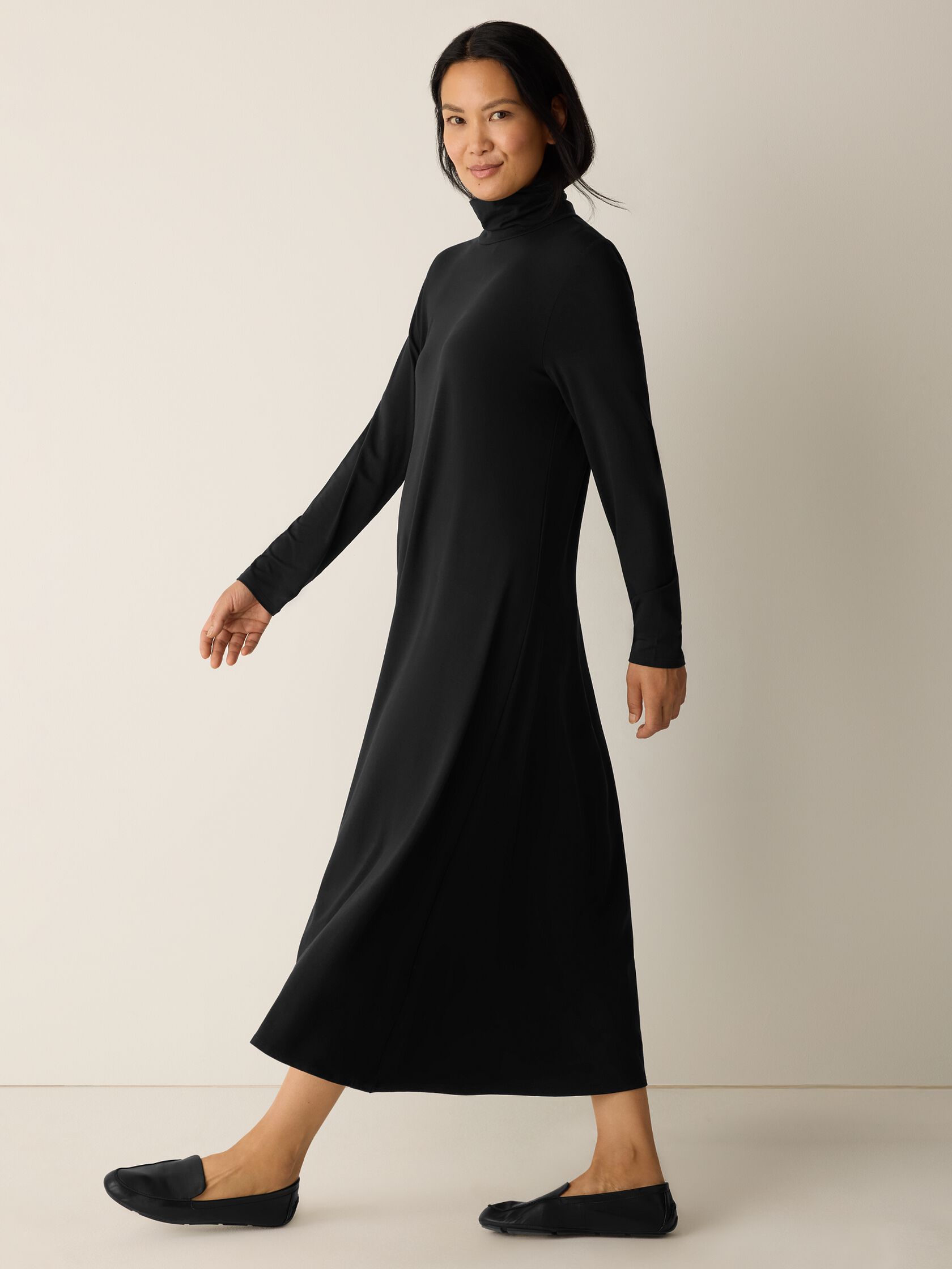 Stretch Jersey Knit Turtleneck Dress