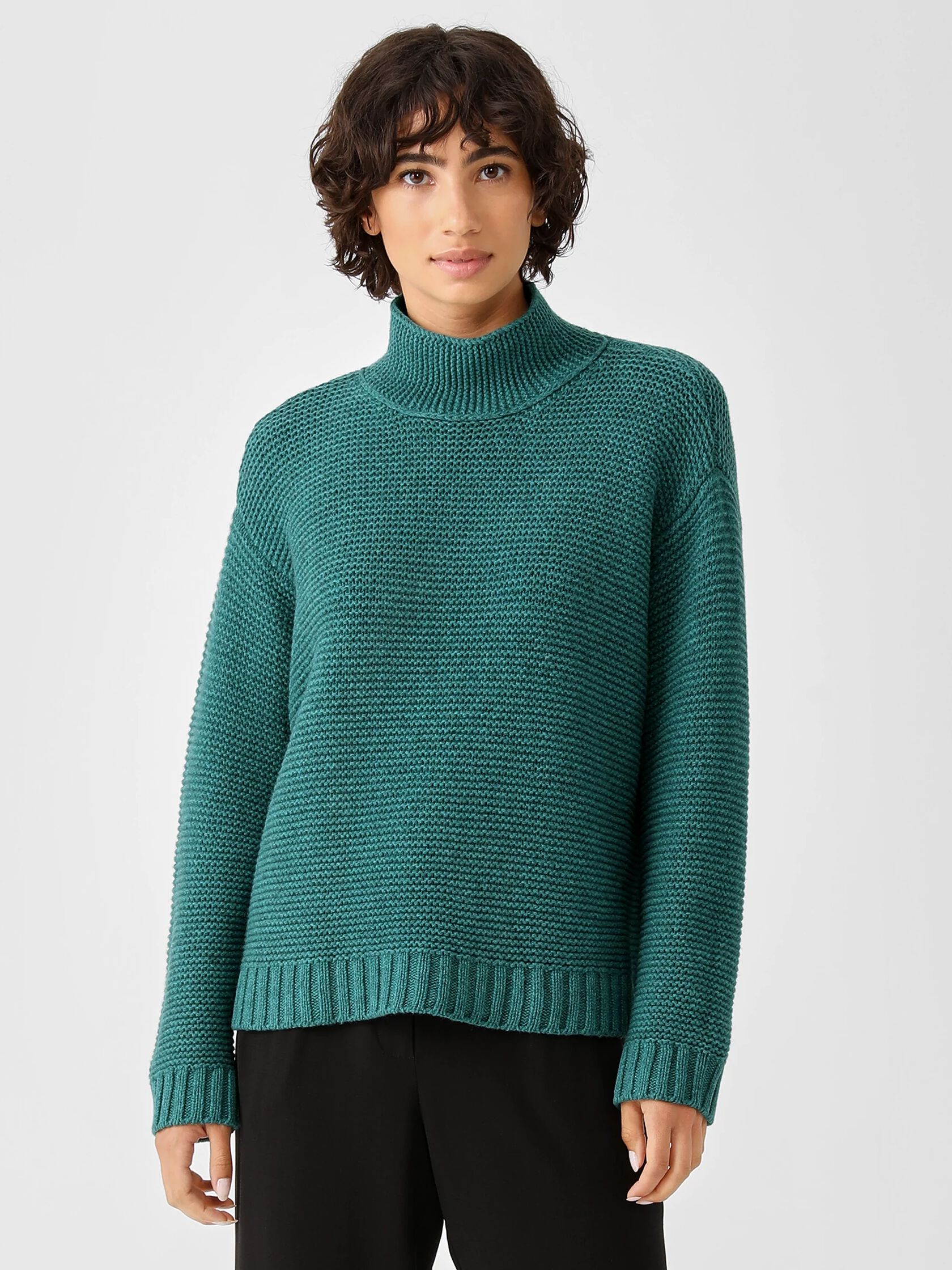 Recycled Cashmere Wool Funnel Neck Top
