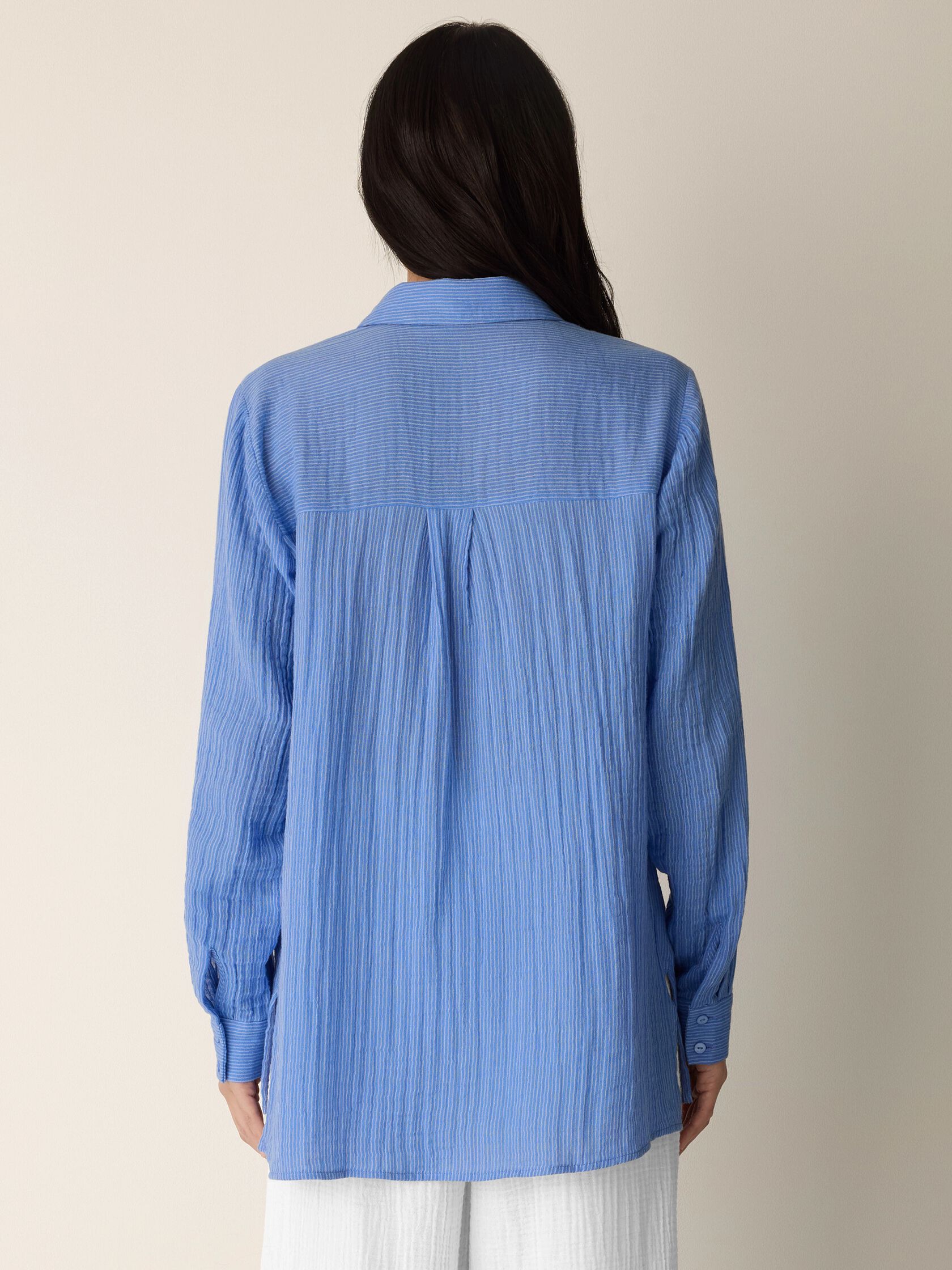 Striped Organic Cotton Gauze Classic Collar Shirt