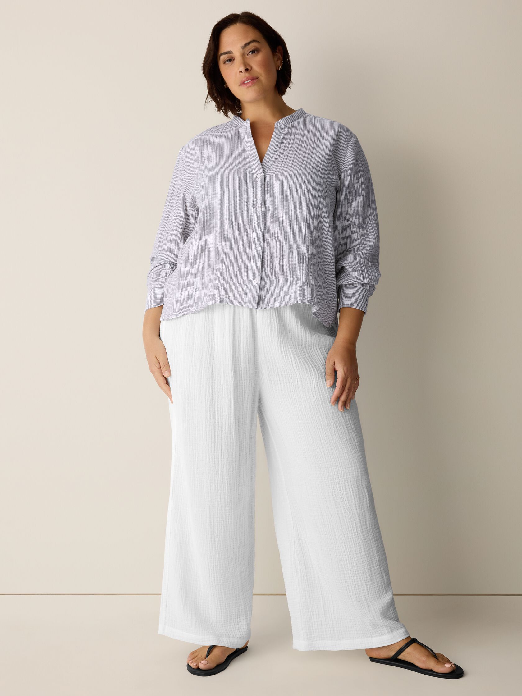 Organic Cotton Lofty Gauze Wide-Leg Pant
