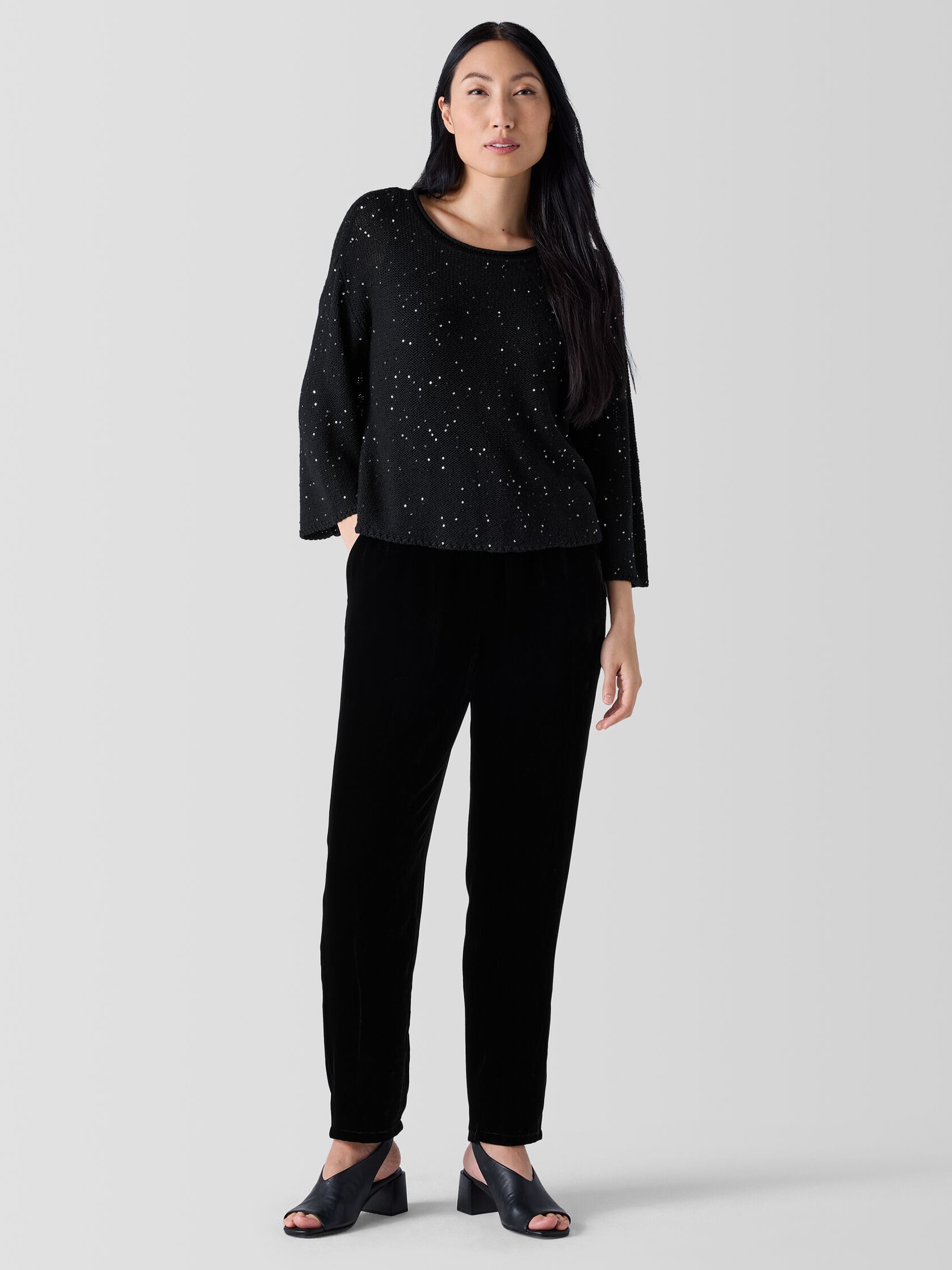 Merino Sequin Jewel Neck Top