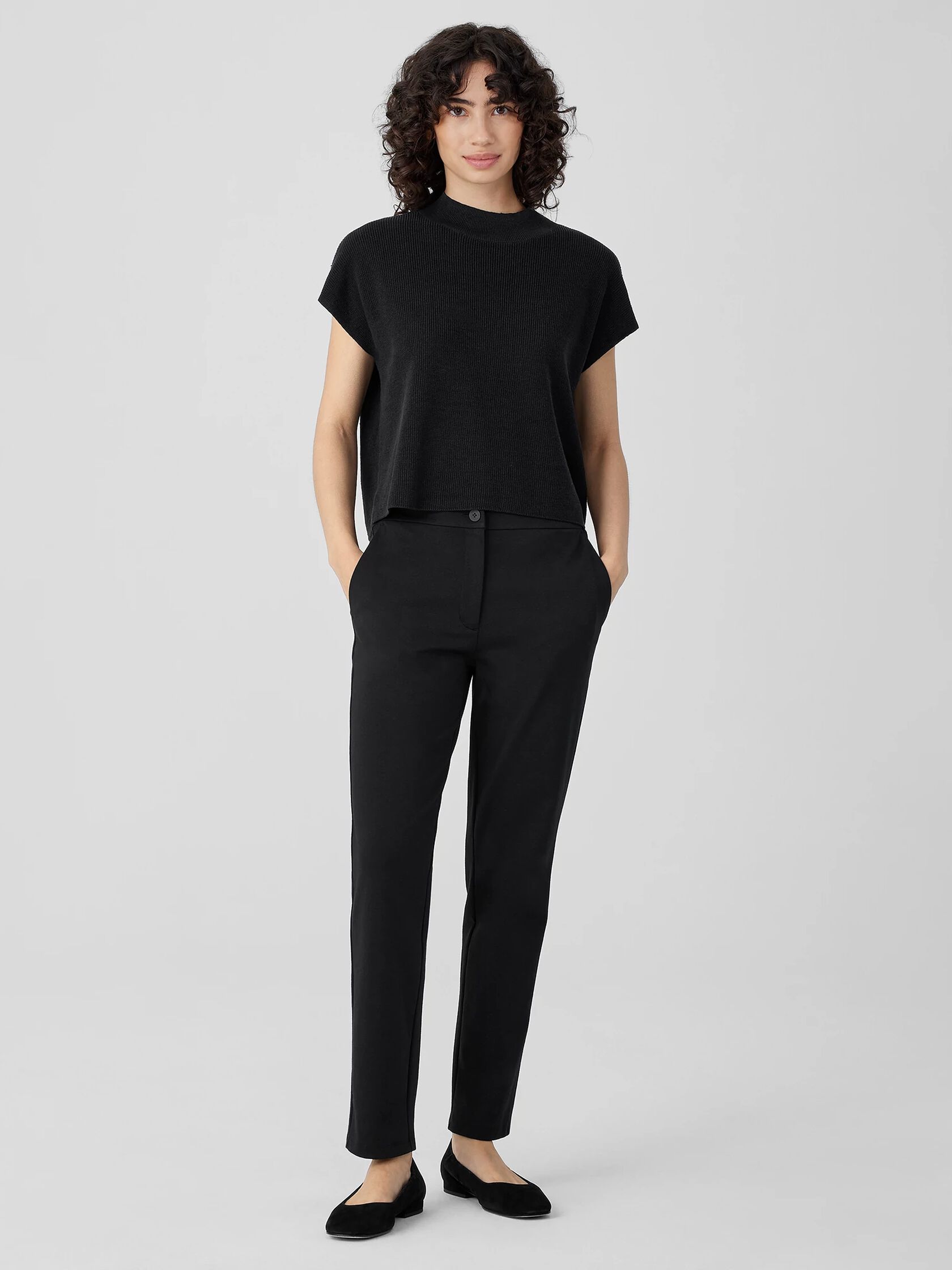 Cotton Blend Ponte Slim Pant