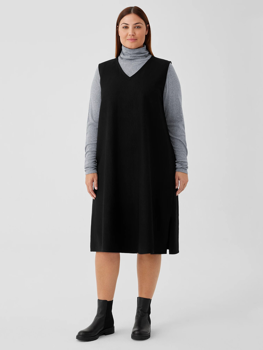 Boiled Wool Jersey V-Neck Dress