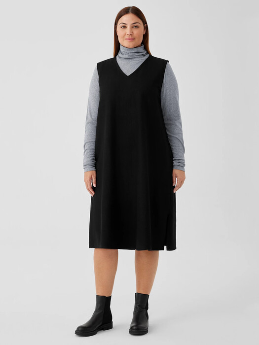 boiled wool midi dress Abie Boiled Knit Sweater Dress in Brown