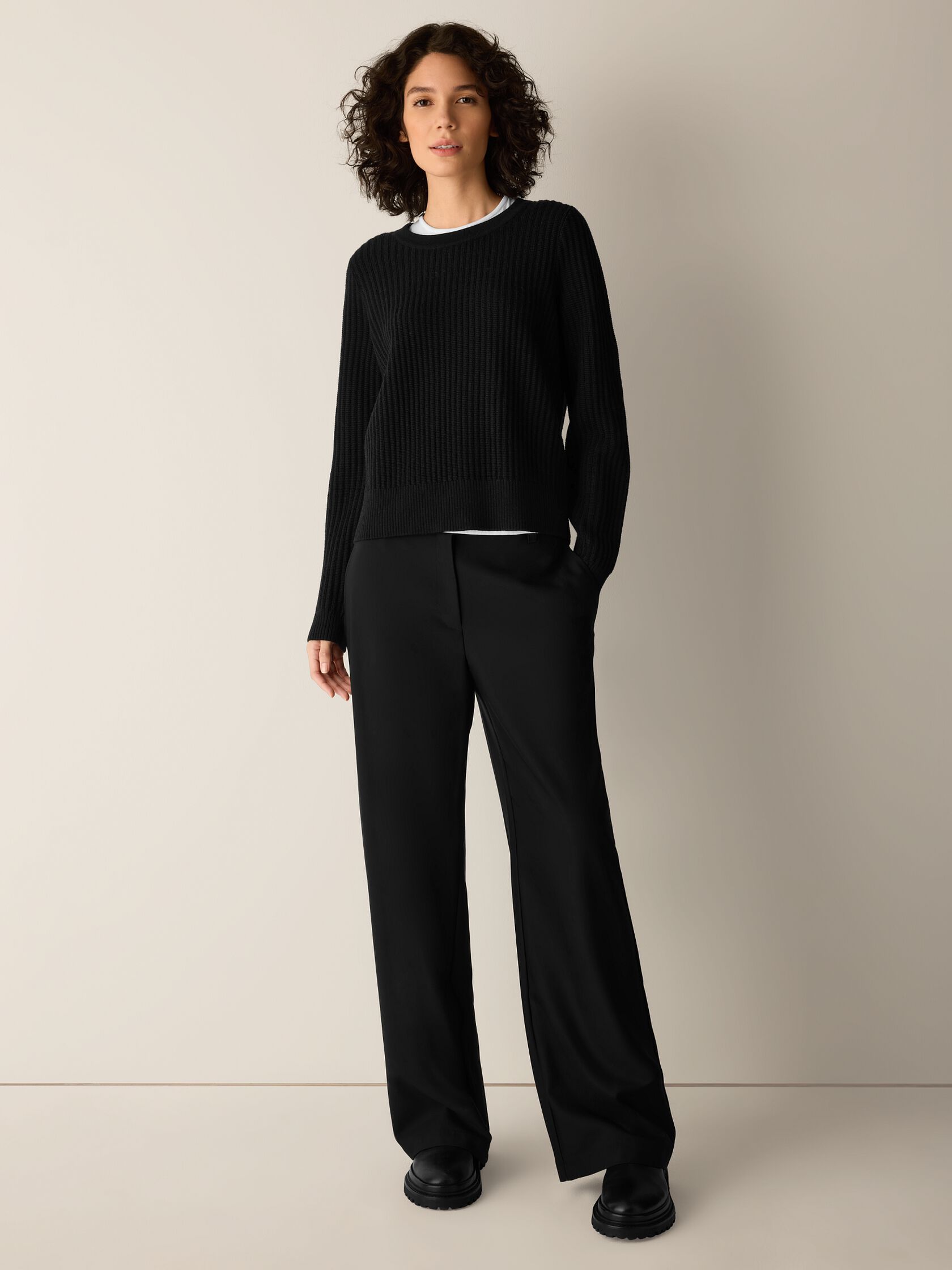 Italian Merino Crew Neck Top in Regenerative Wool