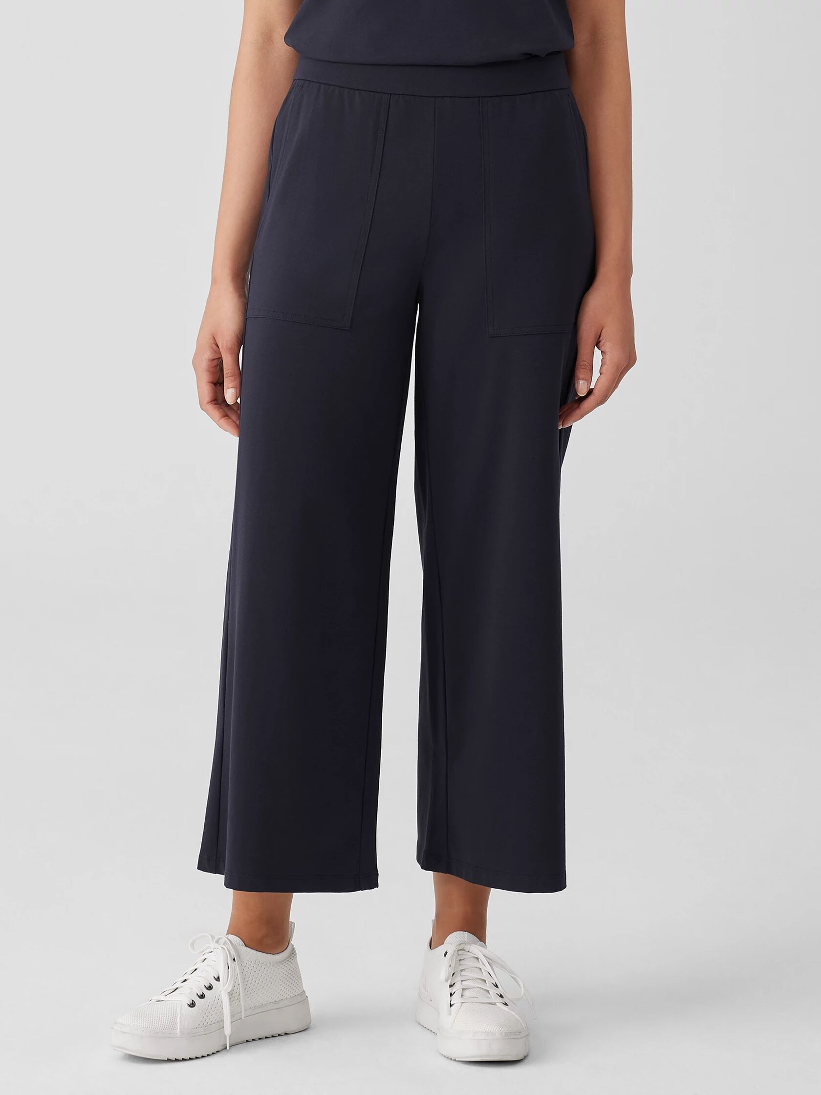 Pima Cotton Stretch Jersey Wide-Leg Pant