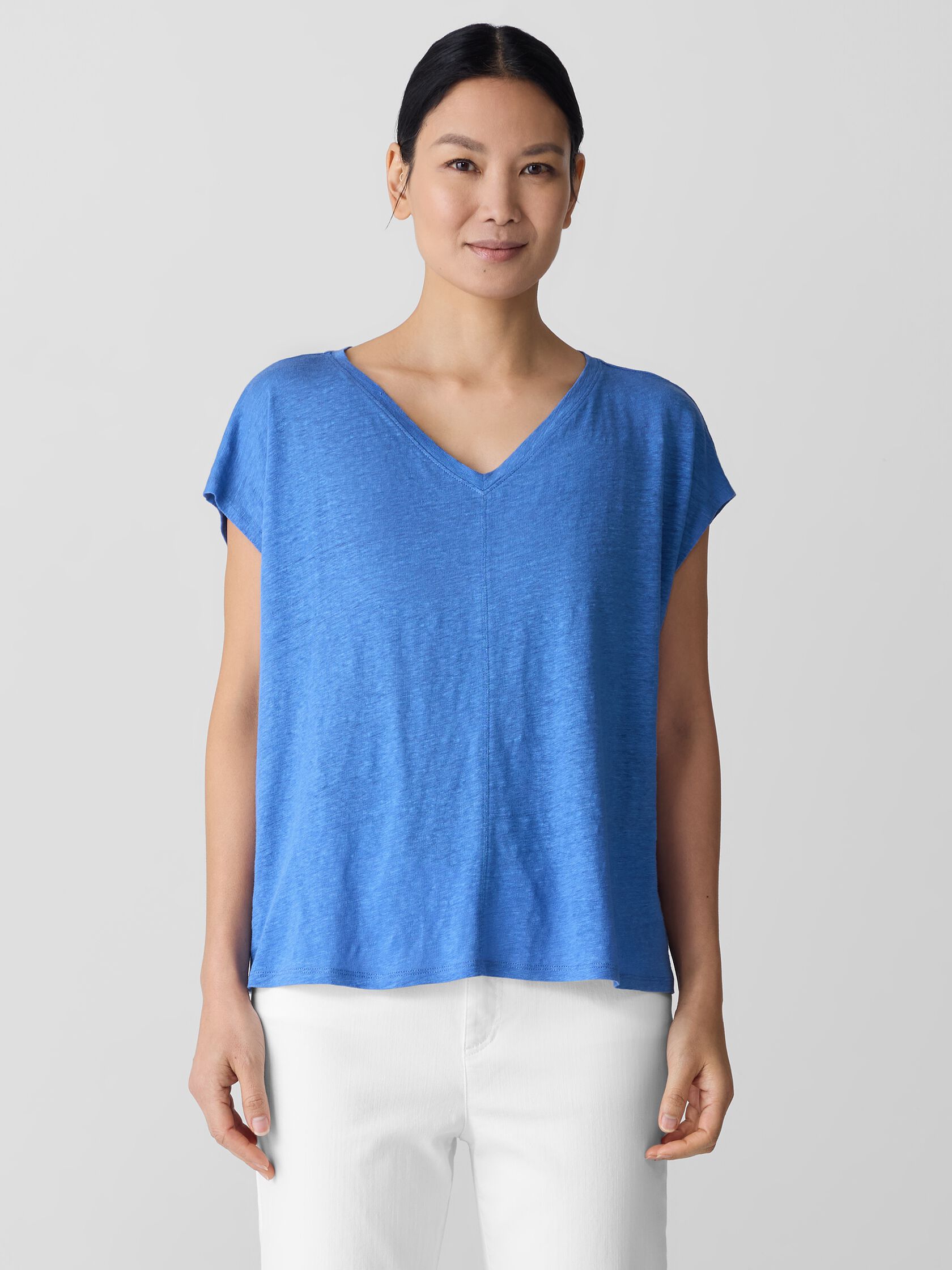Organic Linen Jersey V-Neck Tee