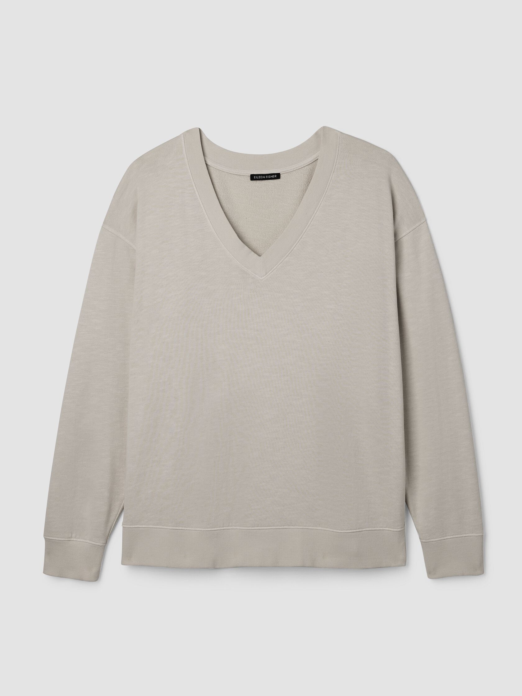 Garment-Dyed Organic Cotton Terry V-Neck Top