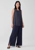 Woven Plissé Wide-Leg Pant