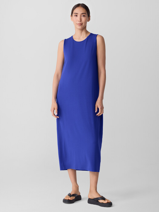 Stretch Jersey Knit Round Neck Dress