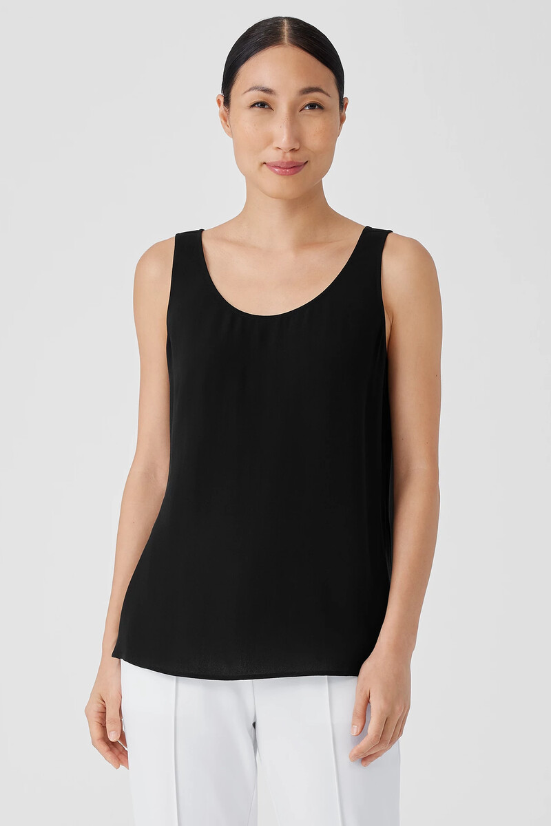 Silk Georgette Crepe Scoop Neck Tank Silk Georgette Crepe Scoop Neck Tank