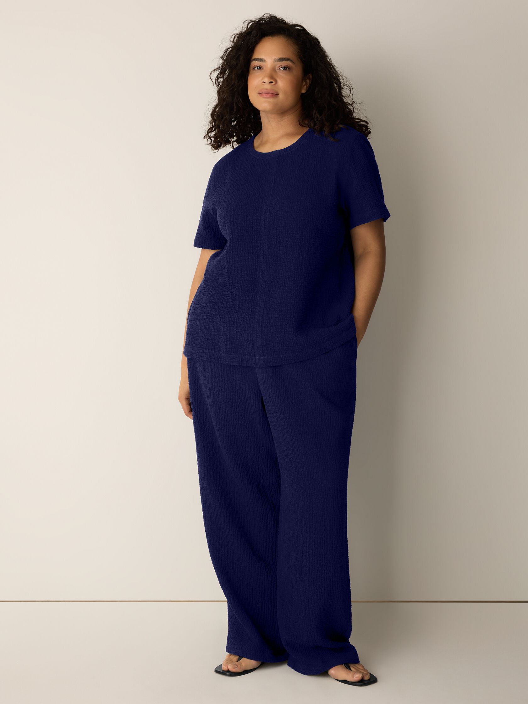 Organic Cotton Doubleweave Round Neck Top