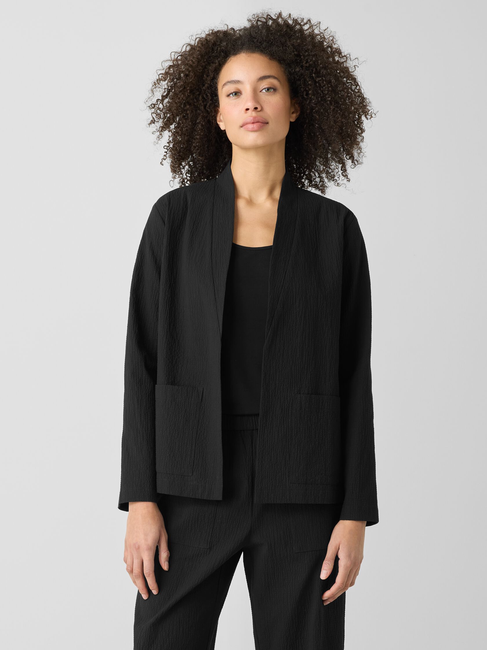 Organic Cotton Pucker High Collar Jacket