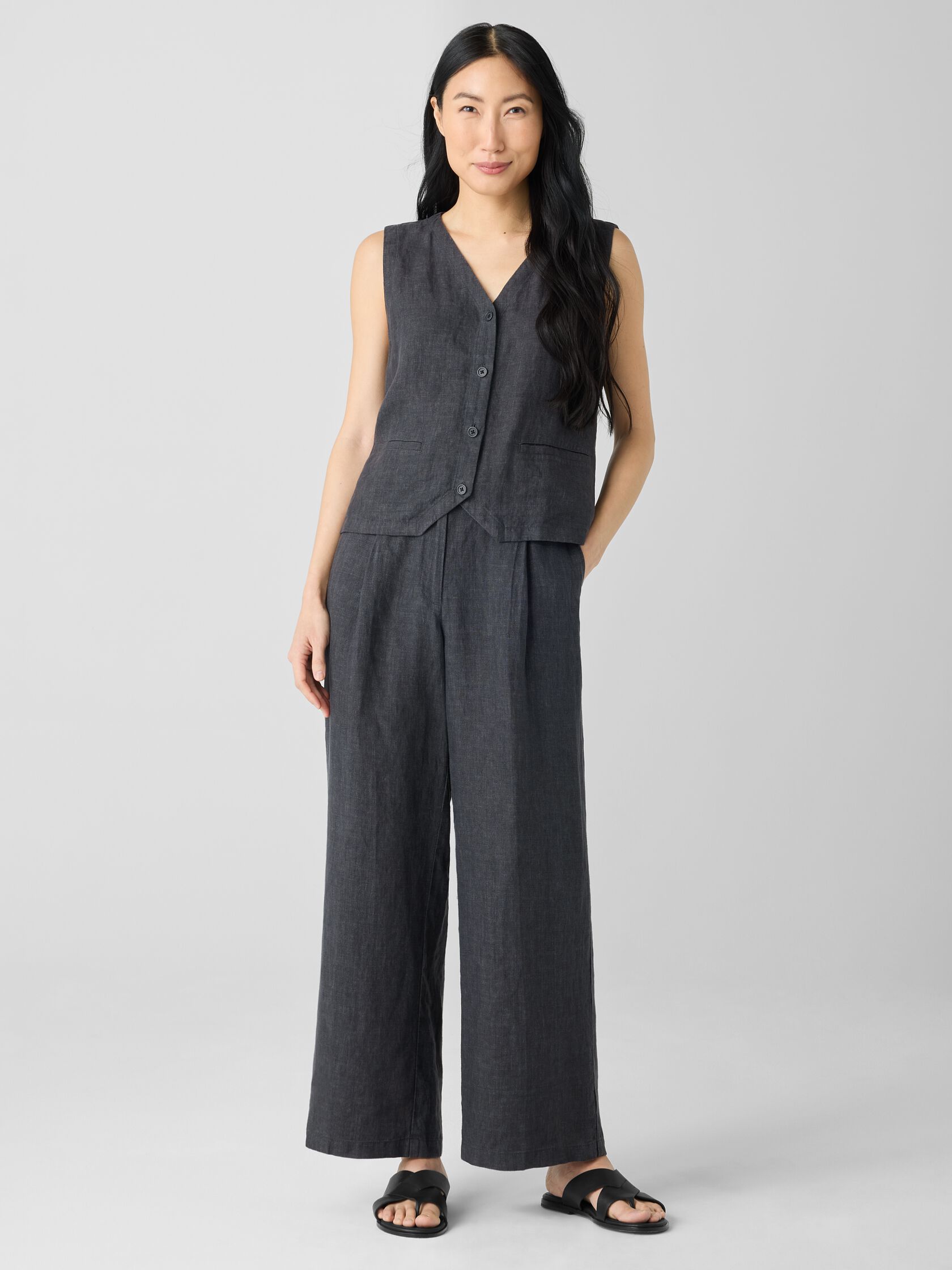 Washed Organic Linen Délavé Trouser Pant