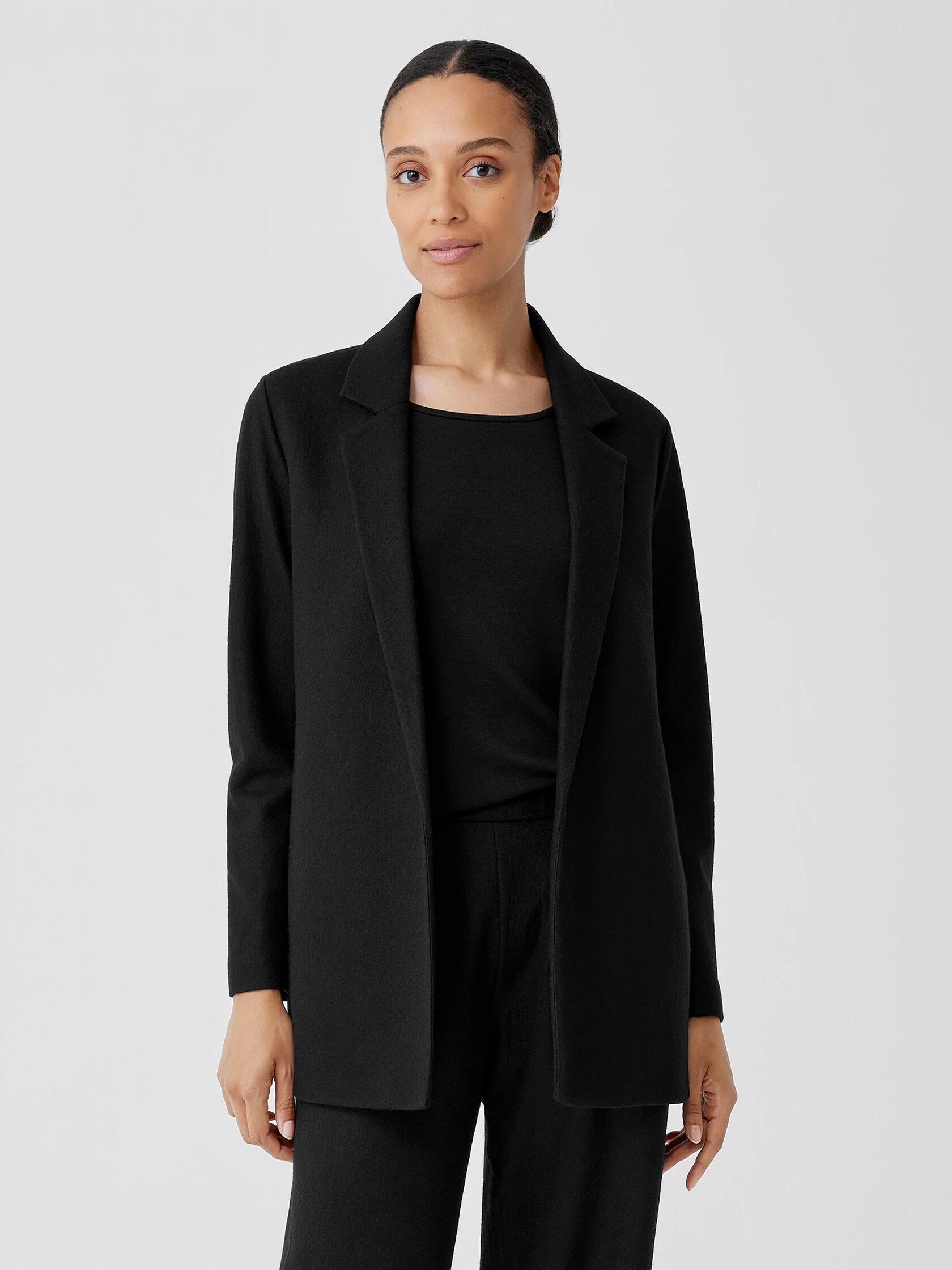Boiled Wool Jersey Long Blazer