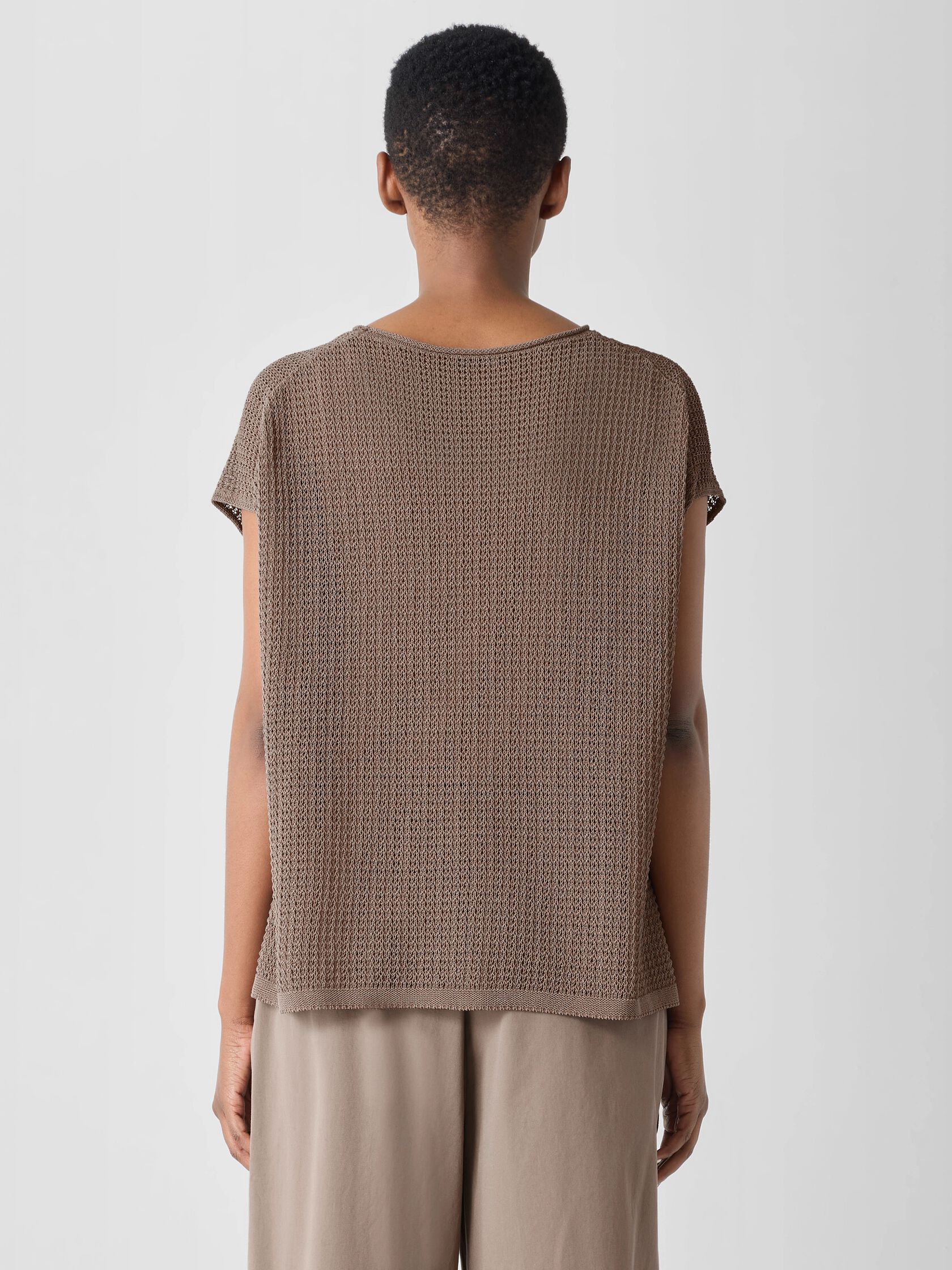 Organic Cotton Cord Sheen Jewel Neck Top