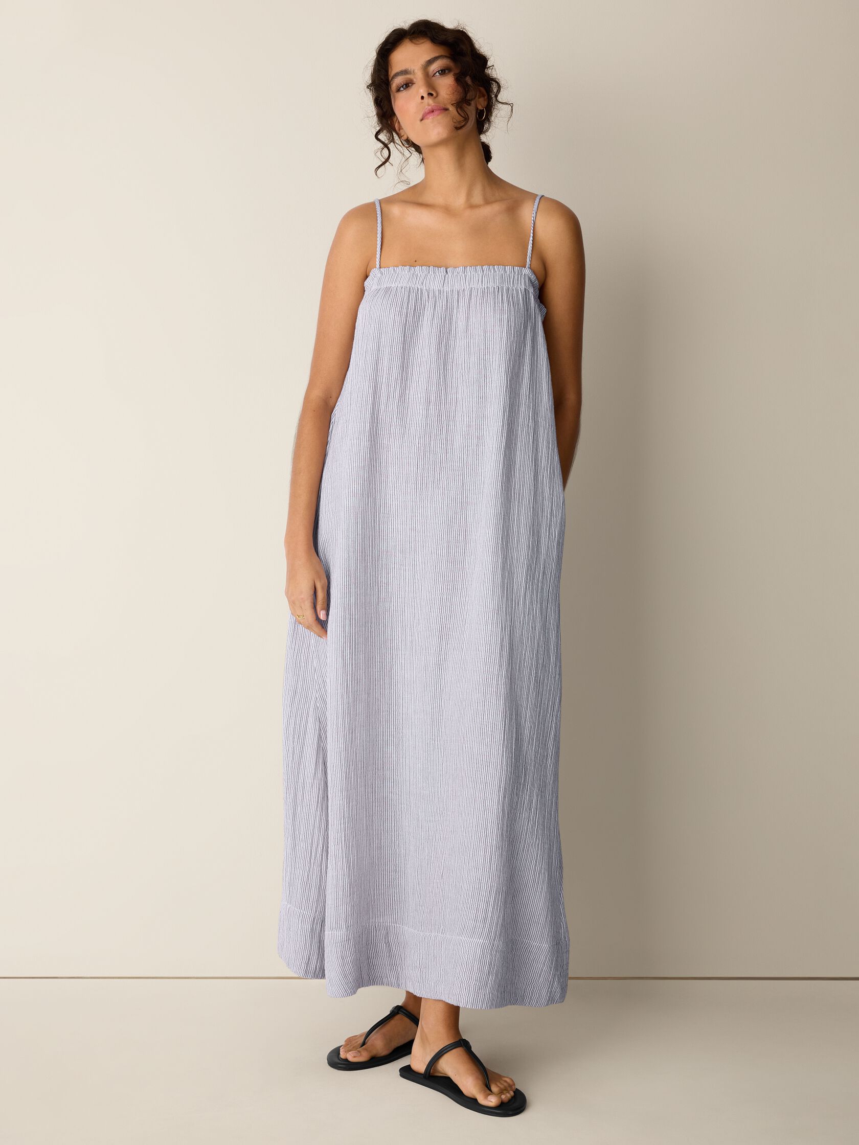 Striped Organic Cotton Gauze Cami Dress