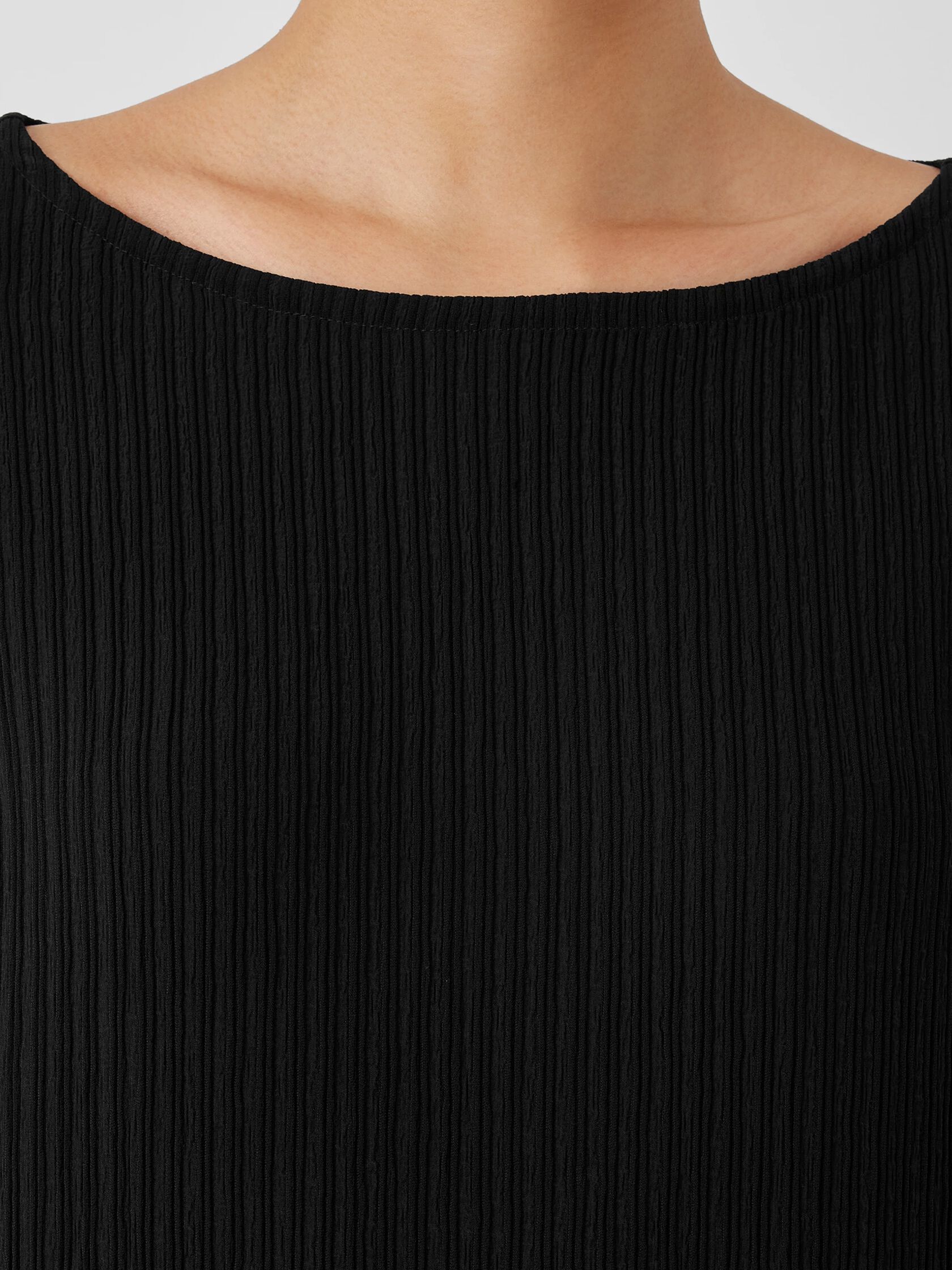 Accordion Silk Jacquard Bateau Neck Long Top