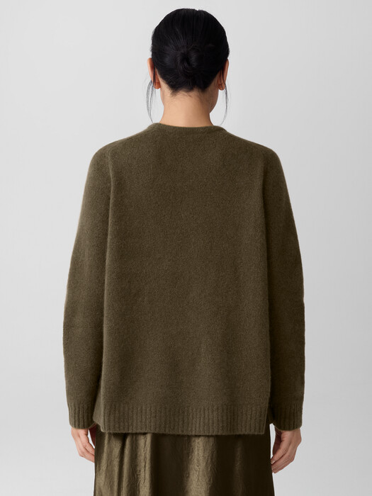 Cashmere Silk Boucle Bliss Crew Neck Long Top