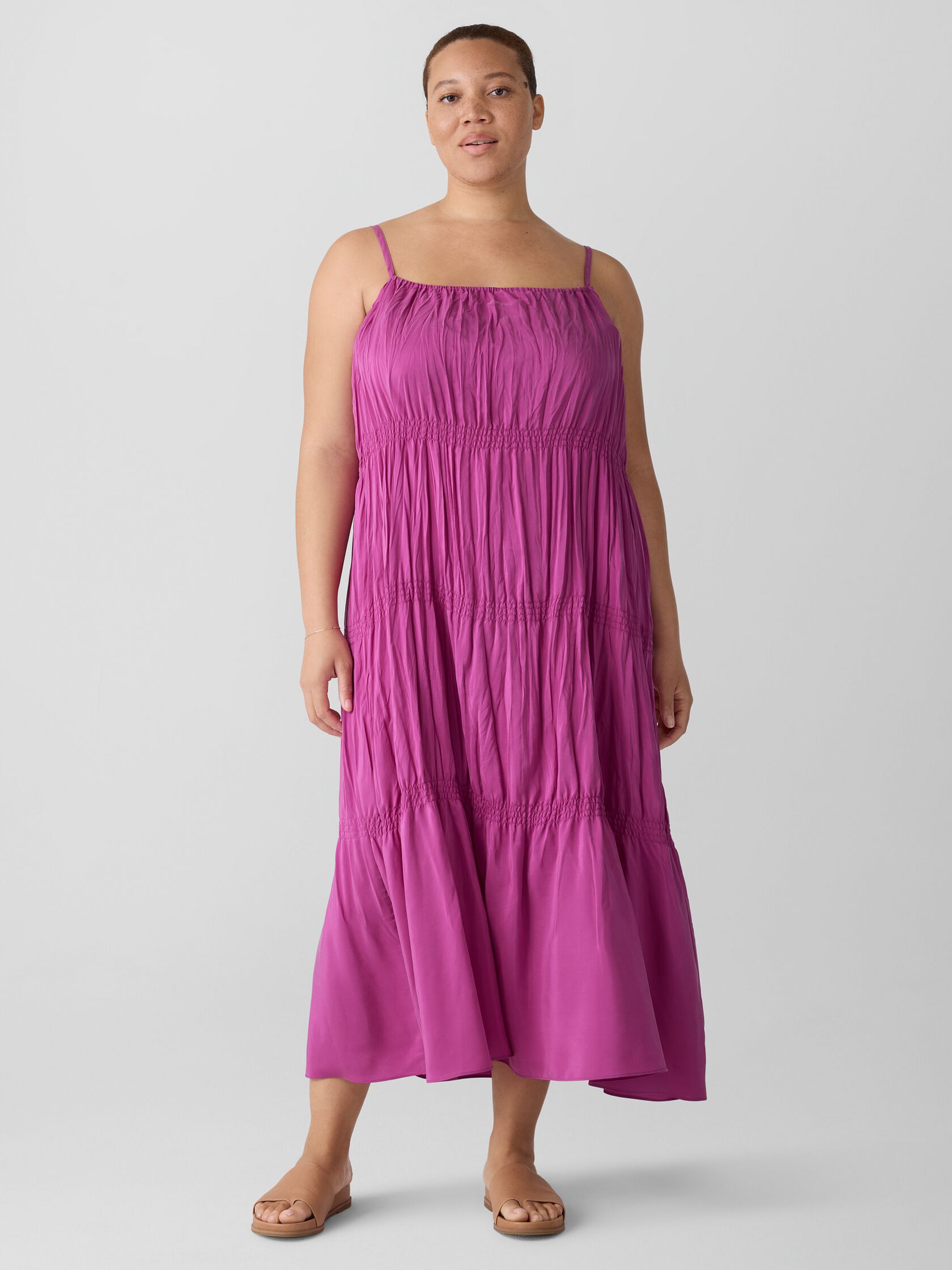 Washed Silk Smocked Cami Dress