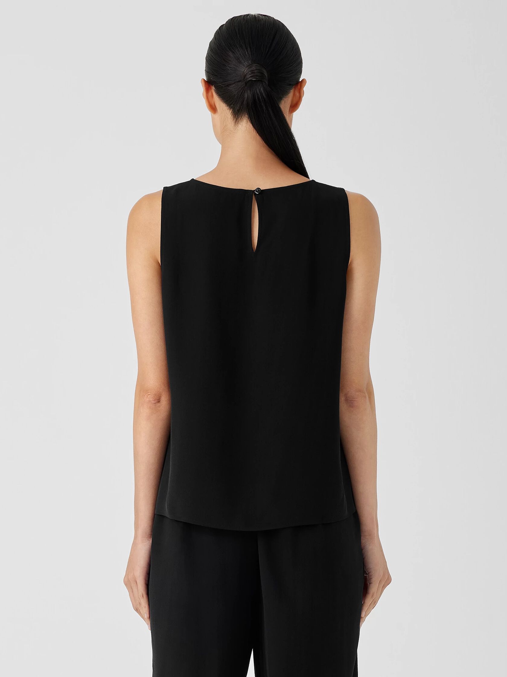 Silk Georgette Crepe Jewel Neck Tank
