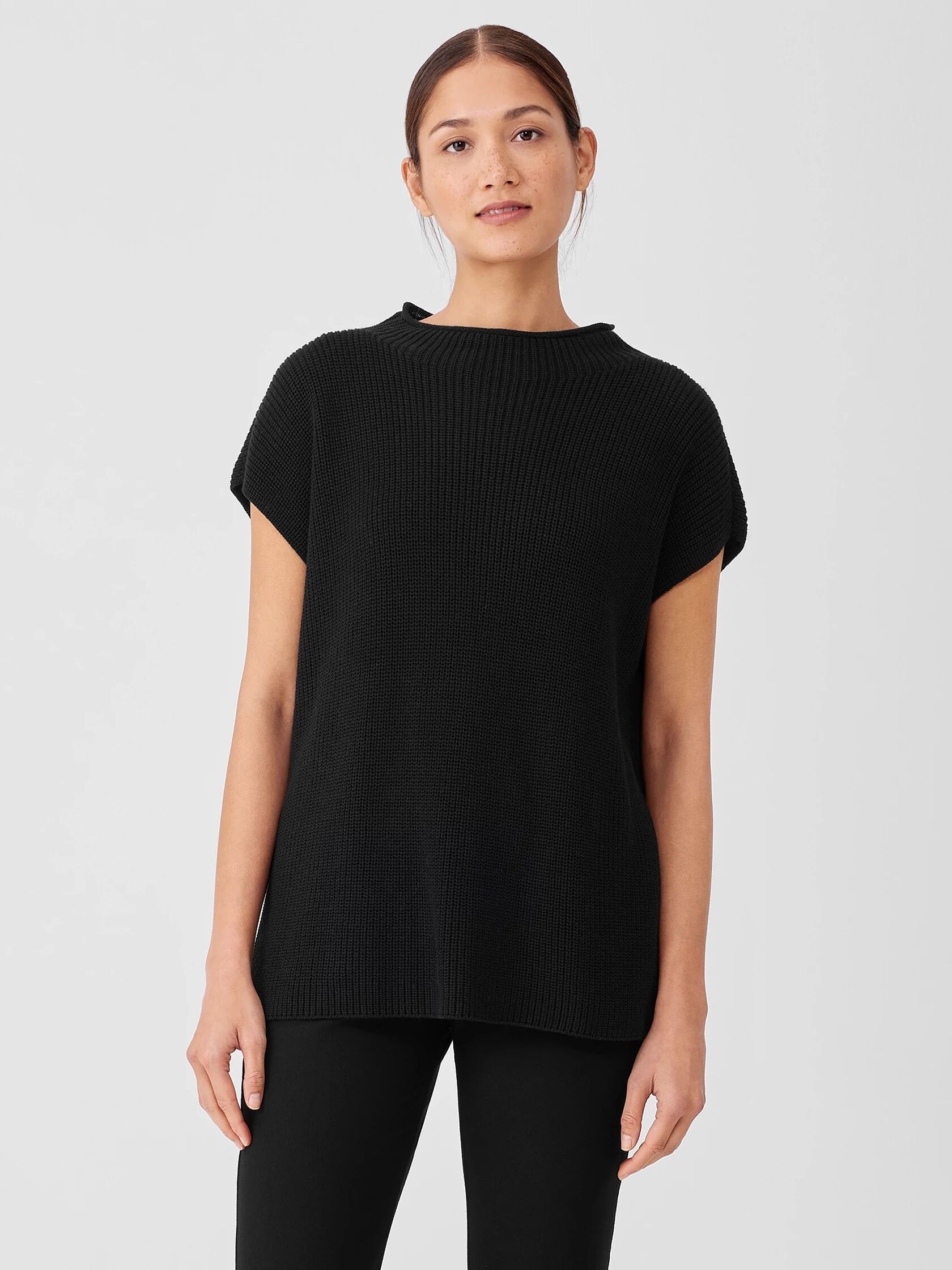 Peruvian Cotton Blend Funnel Neck Top