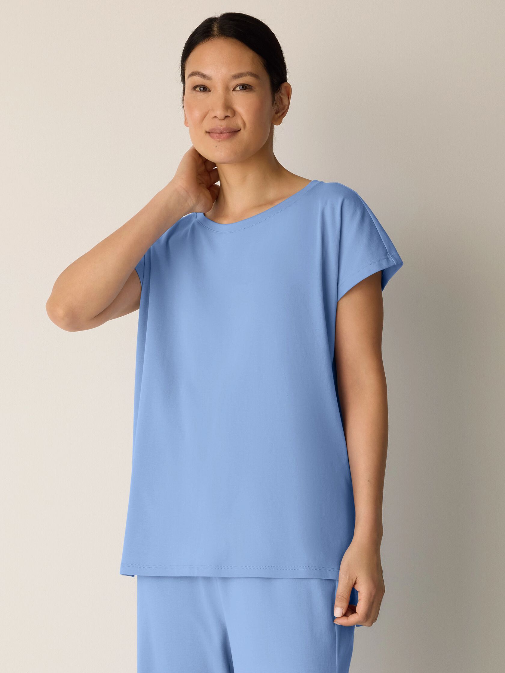 Organic Cotton Interlock Jewel Neck Sleep Tee