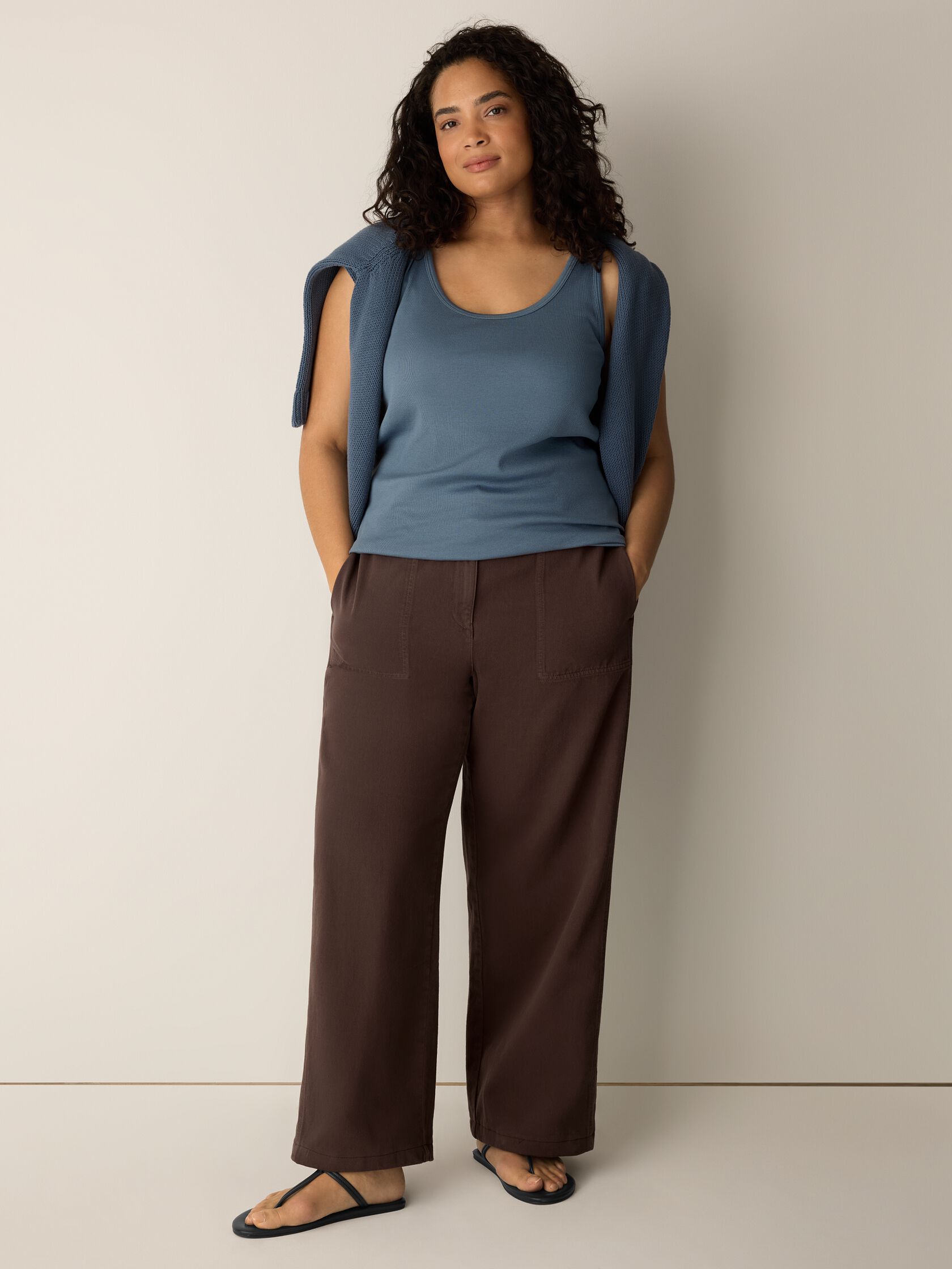 Organic Cotton Stretch Rib Scoop Neck Tank