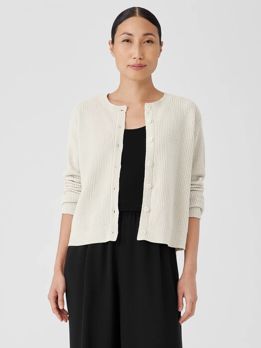 Organic Cotton Chenille Crew Neck Cardigan