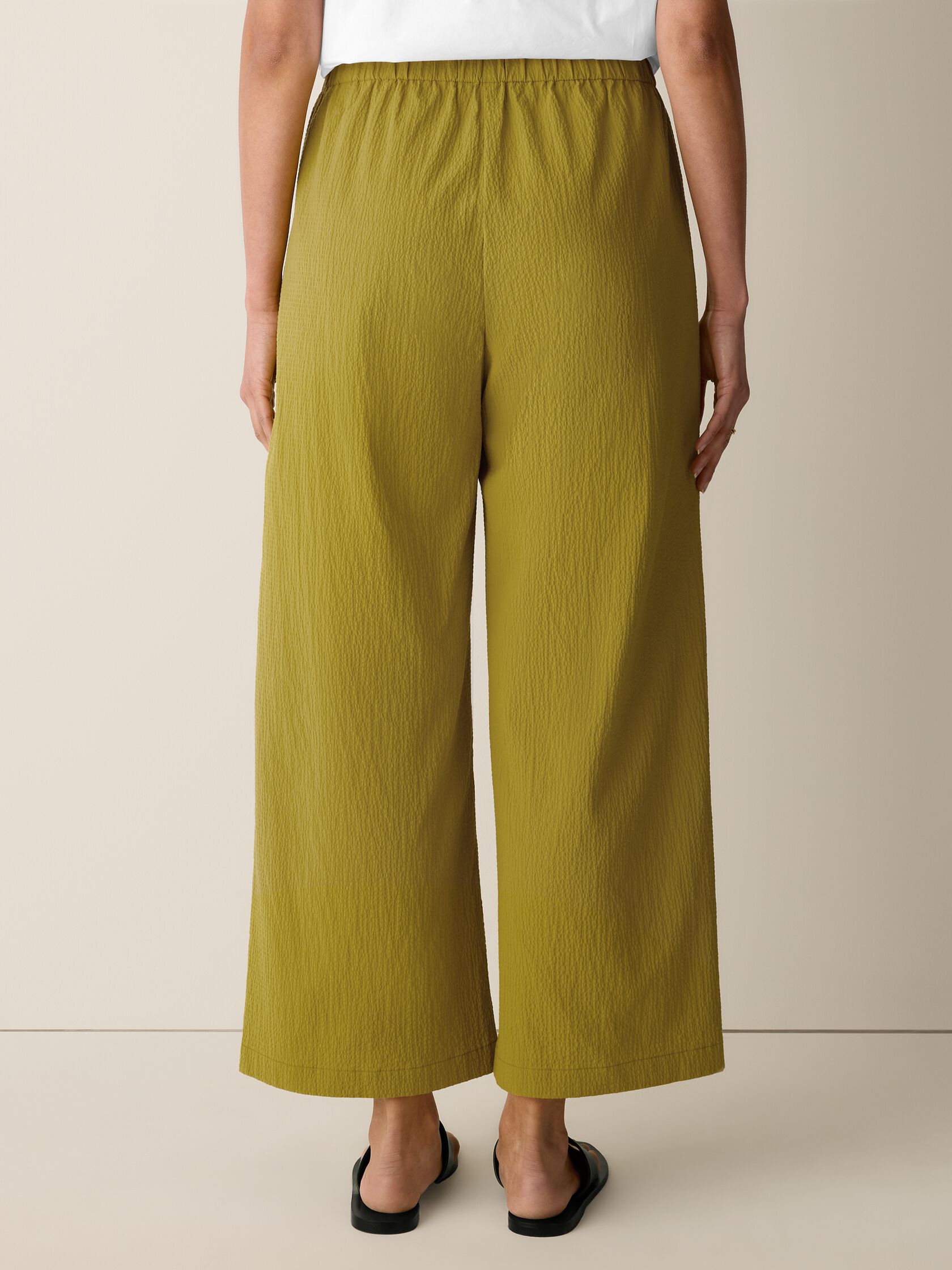 Organic Cotton Pucker Wide-Leg Pant