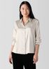 Stretch Silk Charmeuse Classic Collar Shirt
