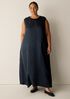 Dimensional Silk Jacquard Round Neck Dress